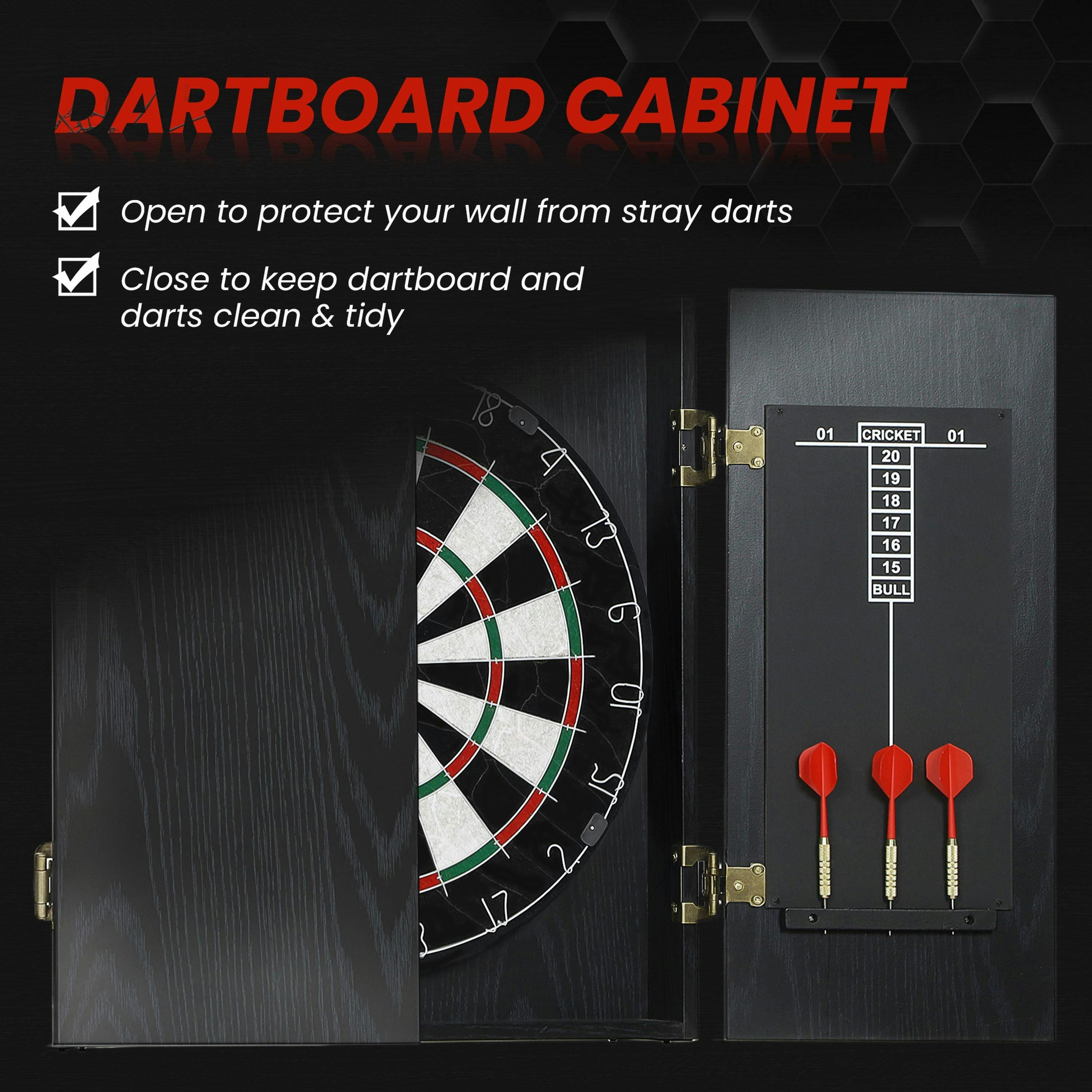 SPORTNOW Bristle Dartboard Set with Cabinet, 6 Steel Tip Darts, Dart Board , view 5 of 5