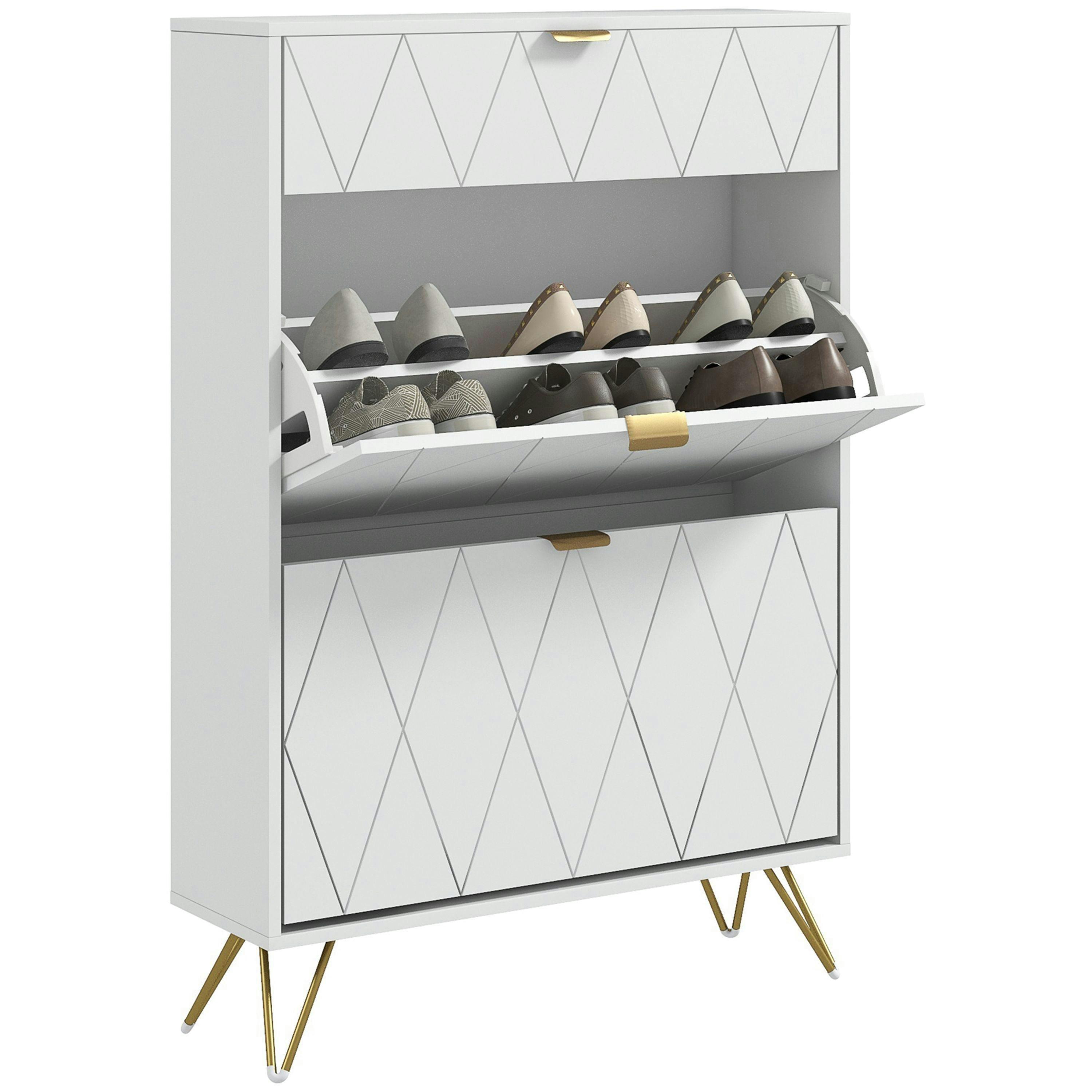 HOMCOM Slim Shoe Storage Cabinet with Flip Drawers for Entryway, Hallway , view 2 of 6