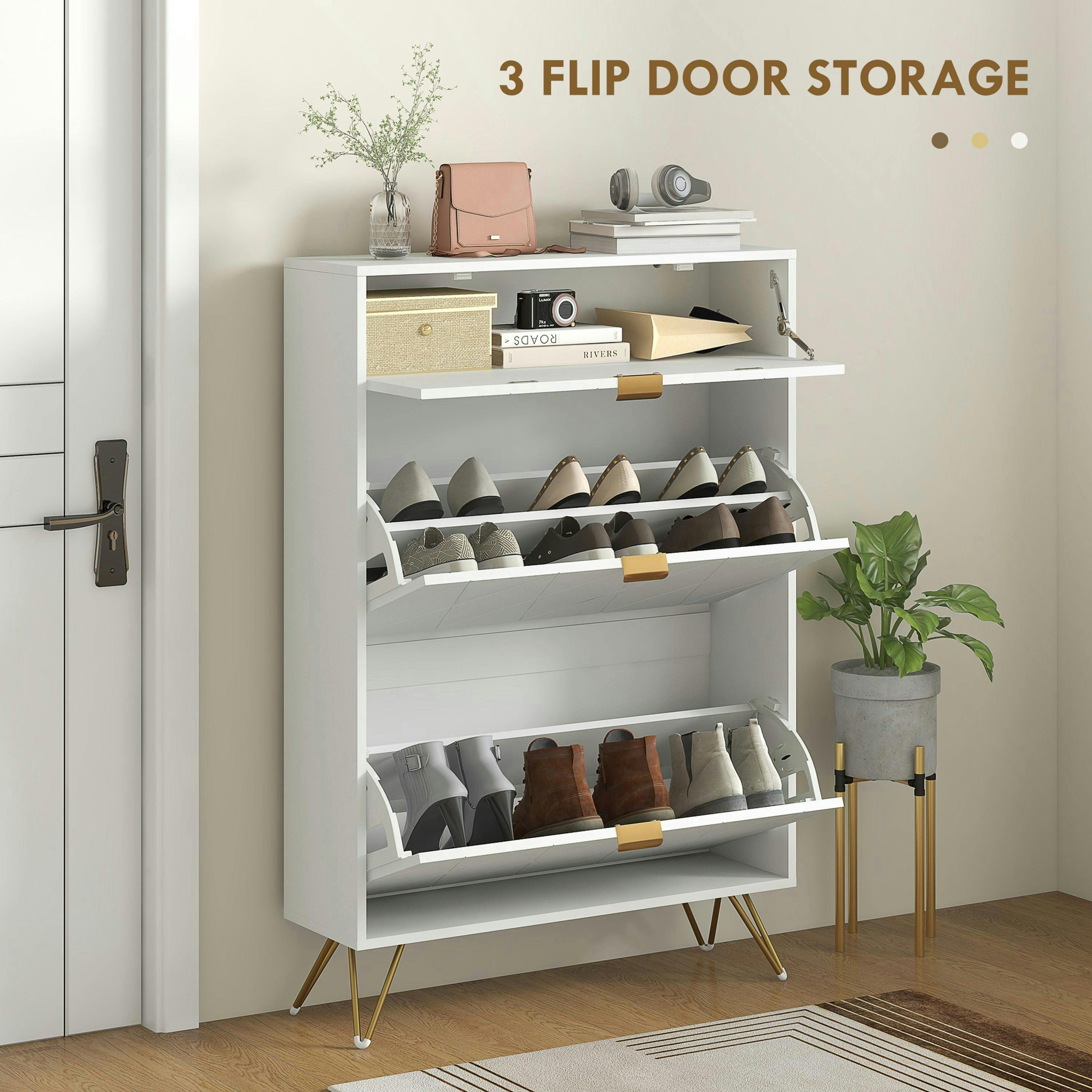 HOMCOM Slim Shoe Storage Cabinet with Flip Drawers for Entryway, Hallway , view 3 of 6