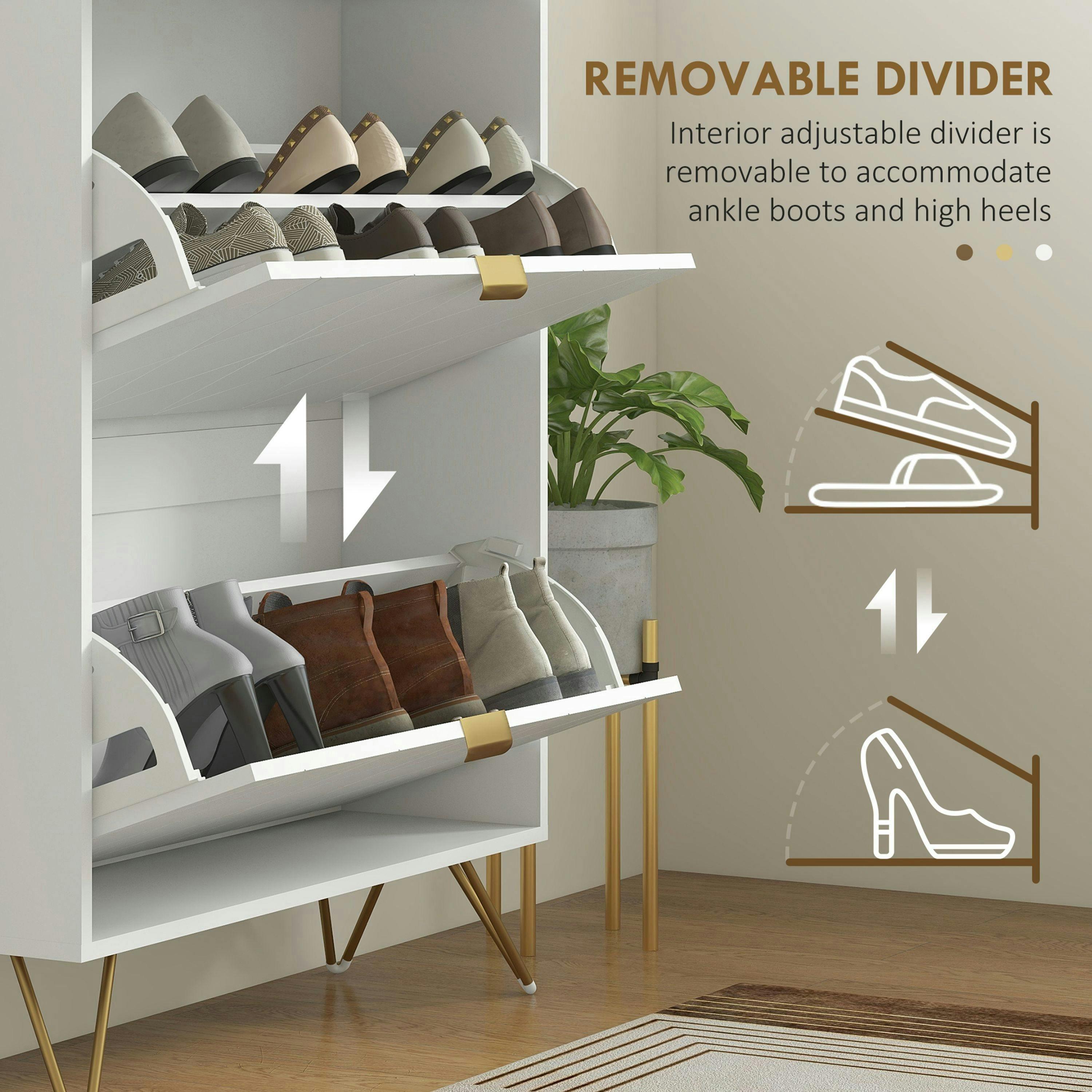 HOMCOM Slim Shoe Storage Cabinet with Flip Drawers for Entryway, Hallway , view 5 of 6