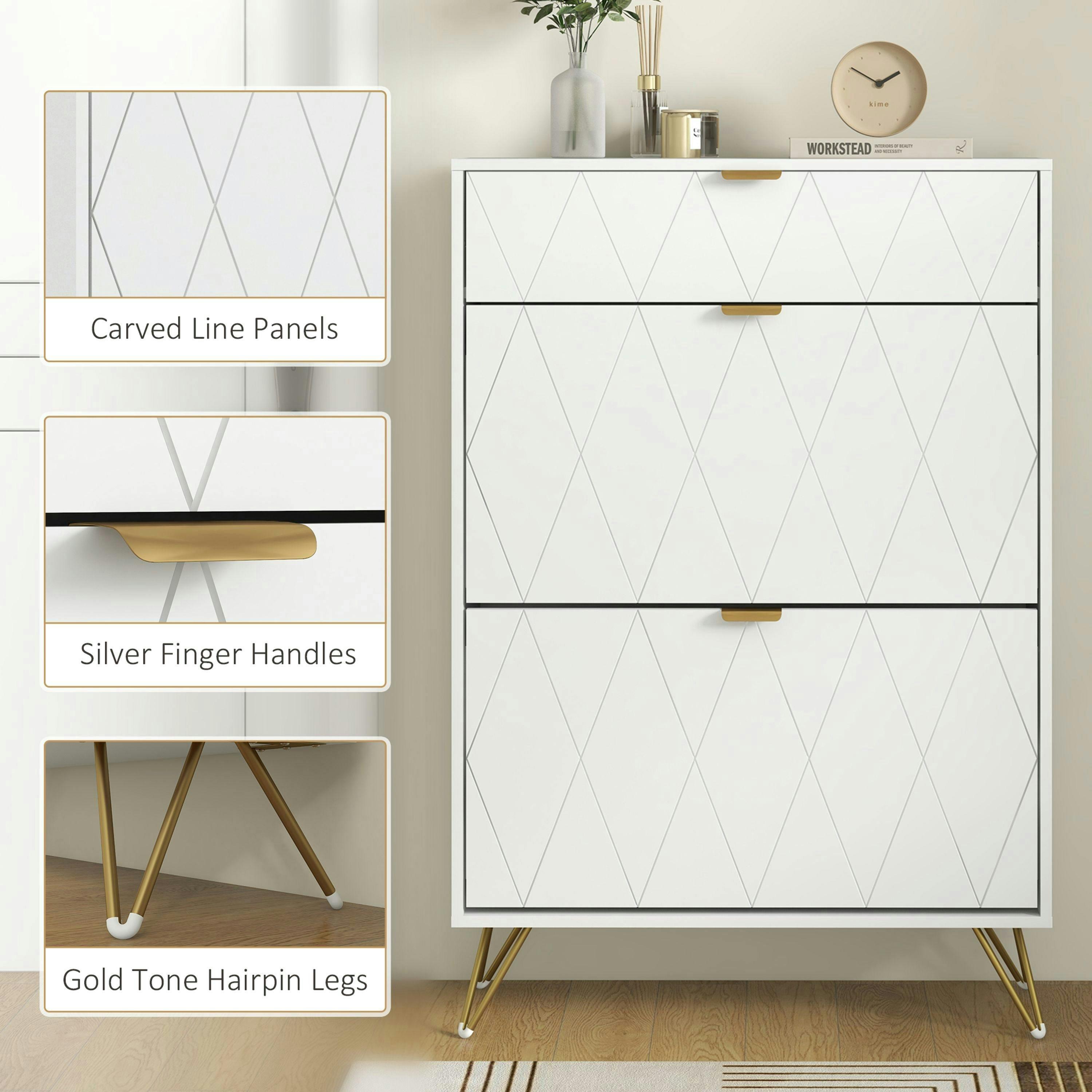 HOMCOM Slim Shoe Storage Cabinet with Flip Drawers for Entryway, Hallway , view 6 of 6