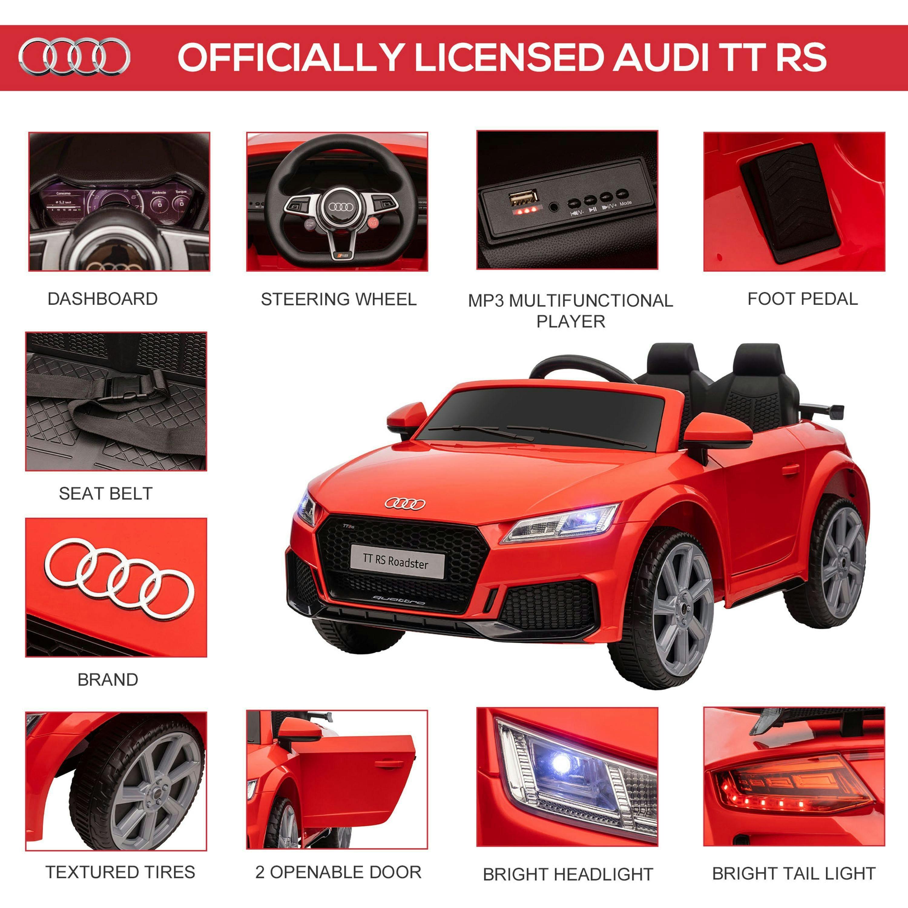 HOMCOM Audi TT RS Licensed 12V Kids' Electric Ride on Car for Kids , view 4 of 6