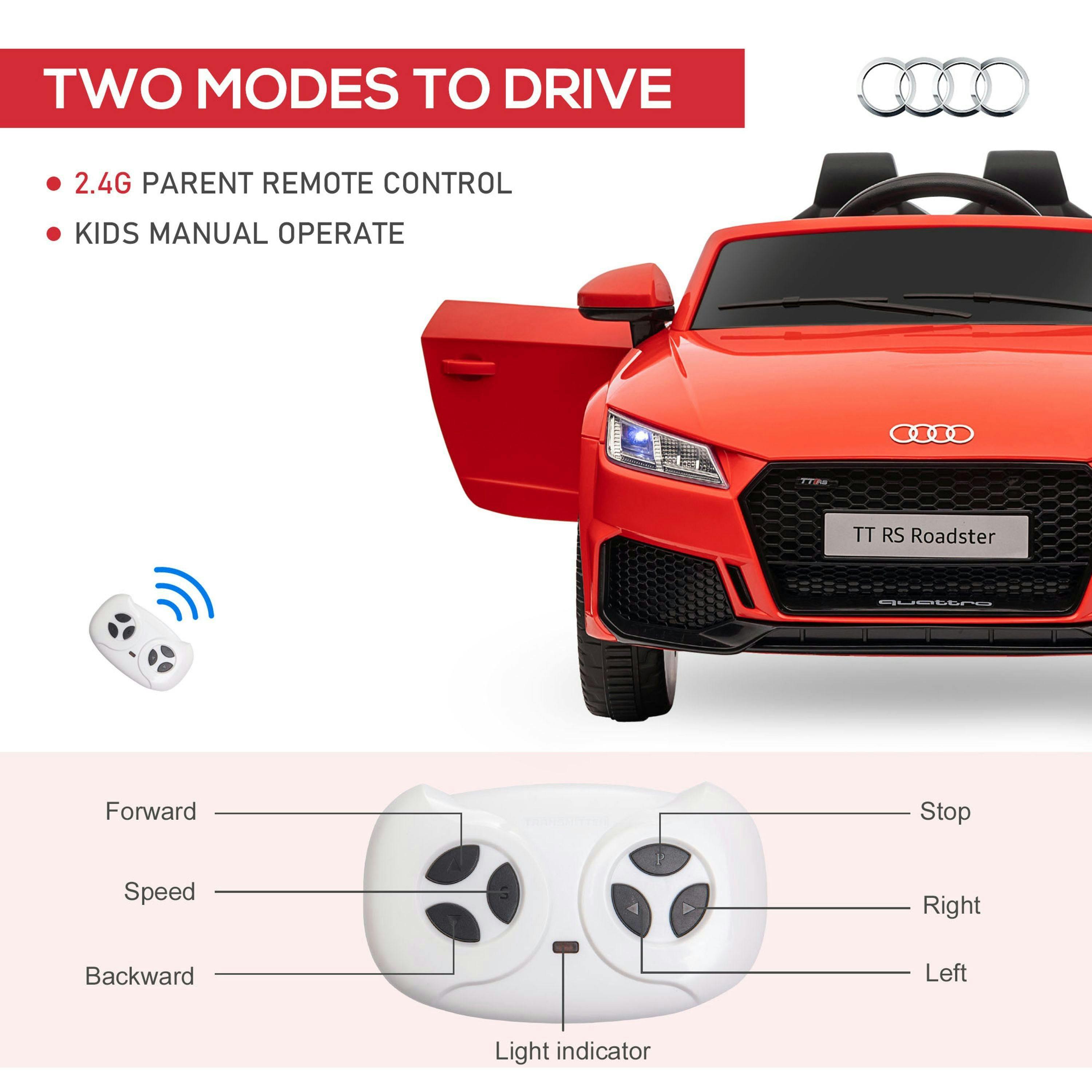 HOMCOM Audi TT RS Licensed 12V Kids' Electric Ride on Car for Kids , view 5 of 6