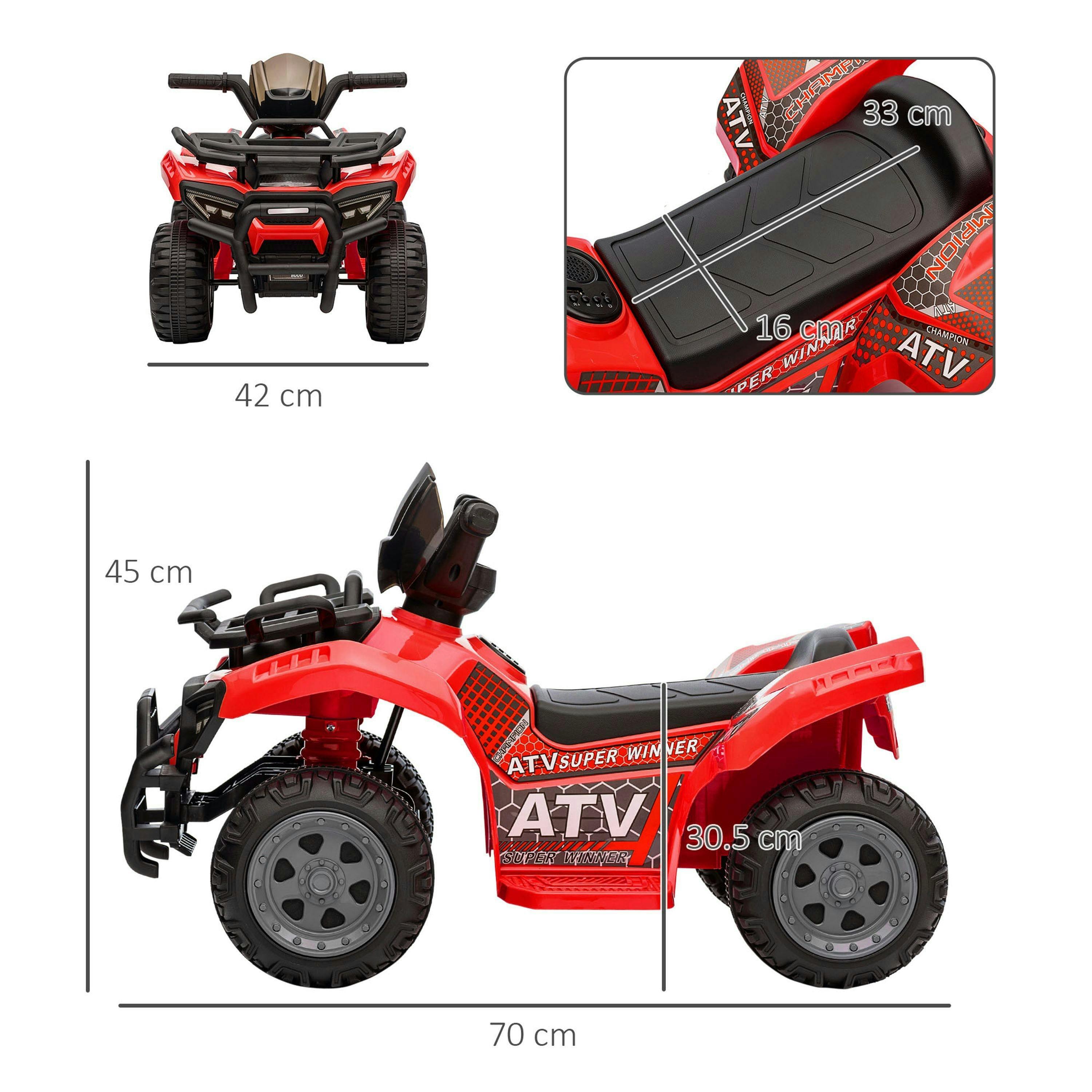 HOMCOM 6V Kids Electric Ride on Car Toddlers Quad Bike 18-36 Months , view 3 of 6