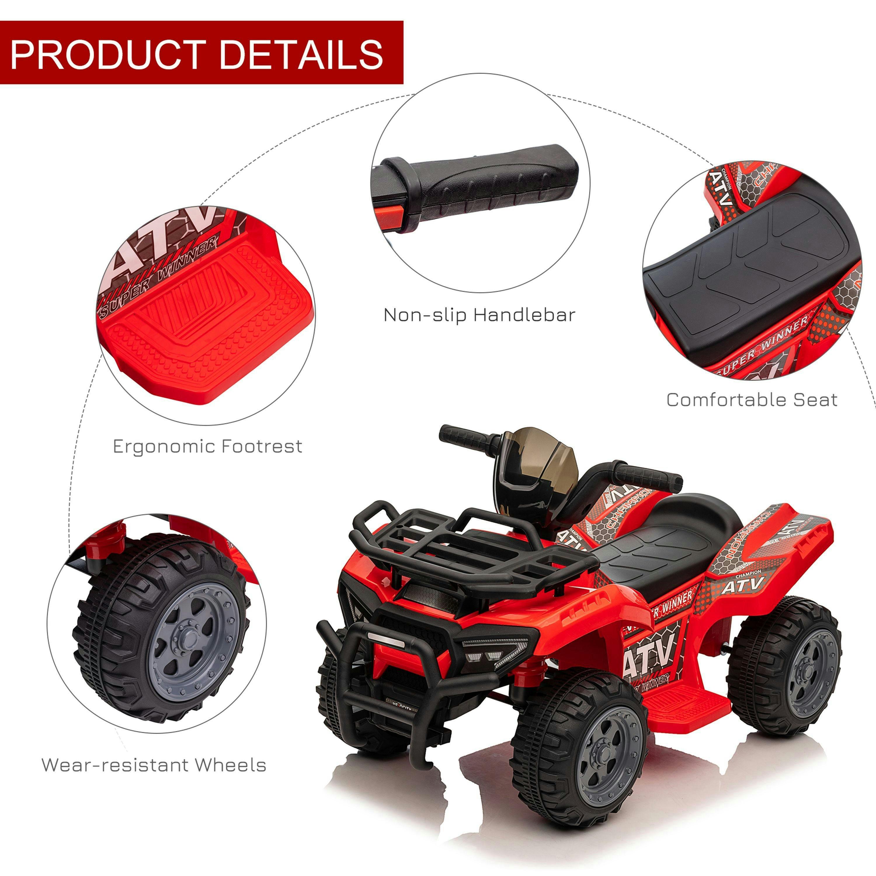 HOMCOM 6V Kids Electric Ride on Car Toddlers Quad Bike 18-36 Months , view 5 of 6
