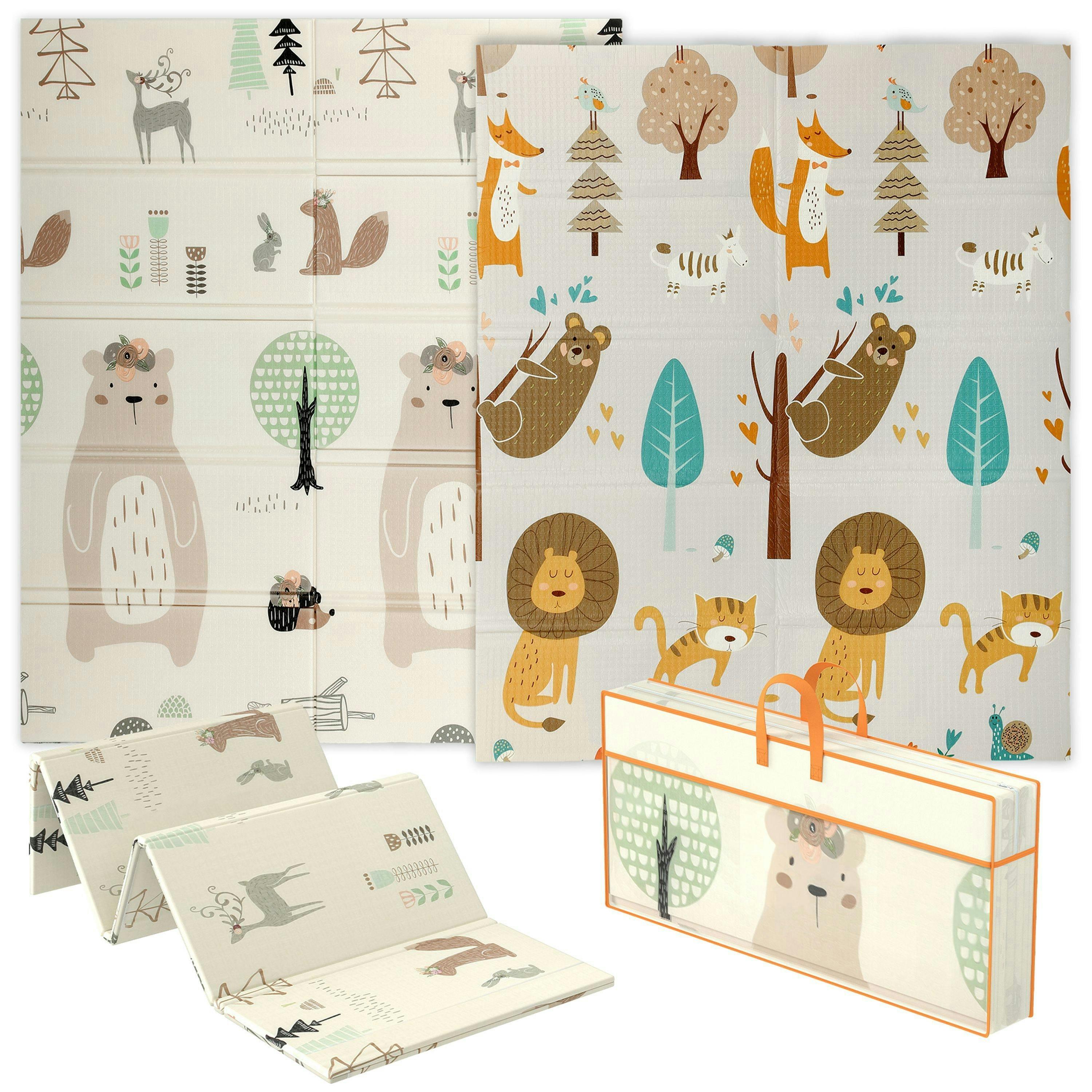 AIYAPLAY Baby Play Mat Foldable 177 x 146 x 1.5cm Animal Theme , view 2 of 6