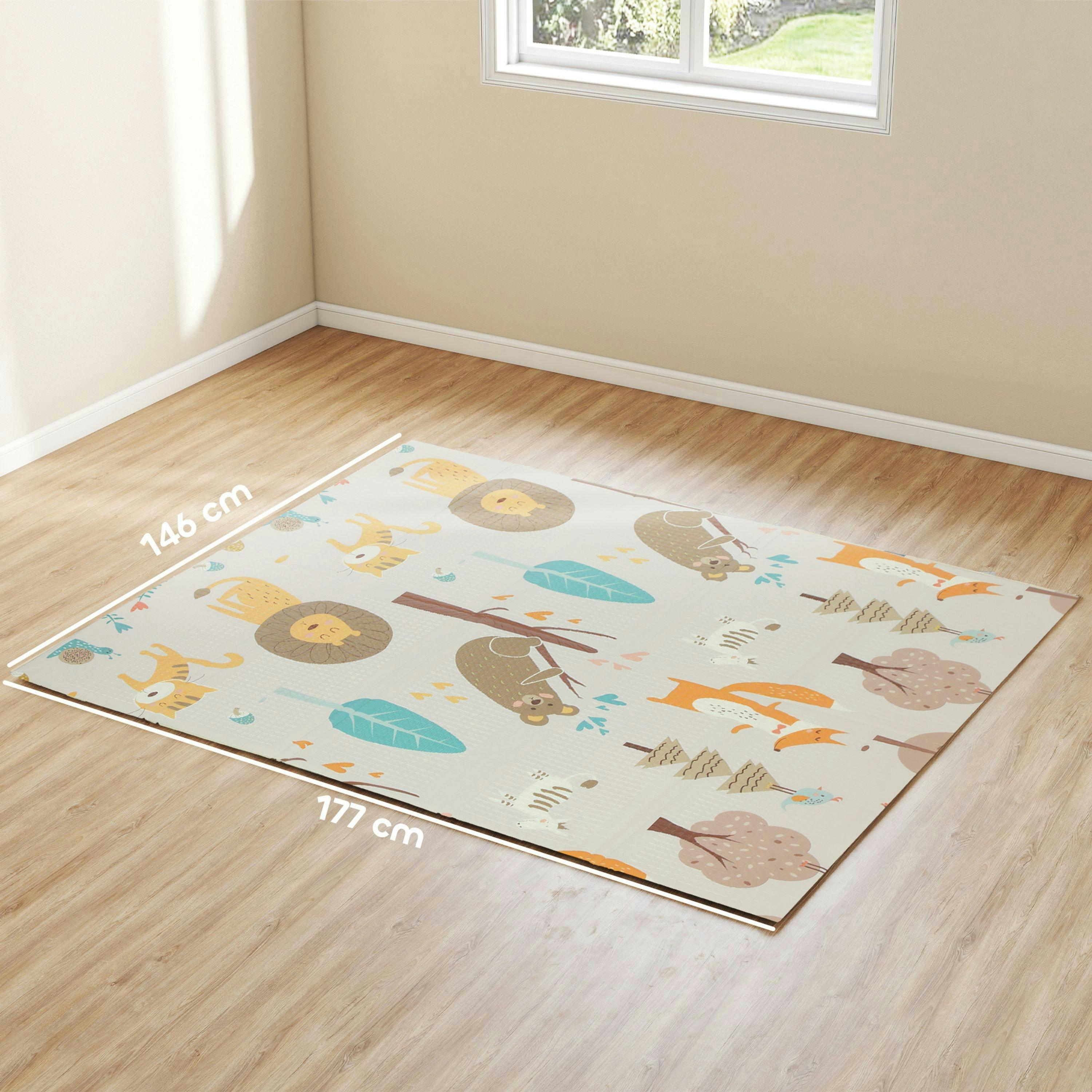 AIYAPLAY Baby Play Mat Foldable 177 x 146 x 1.5cm Animal Theme , view 3 of 6