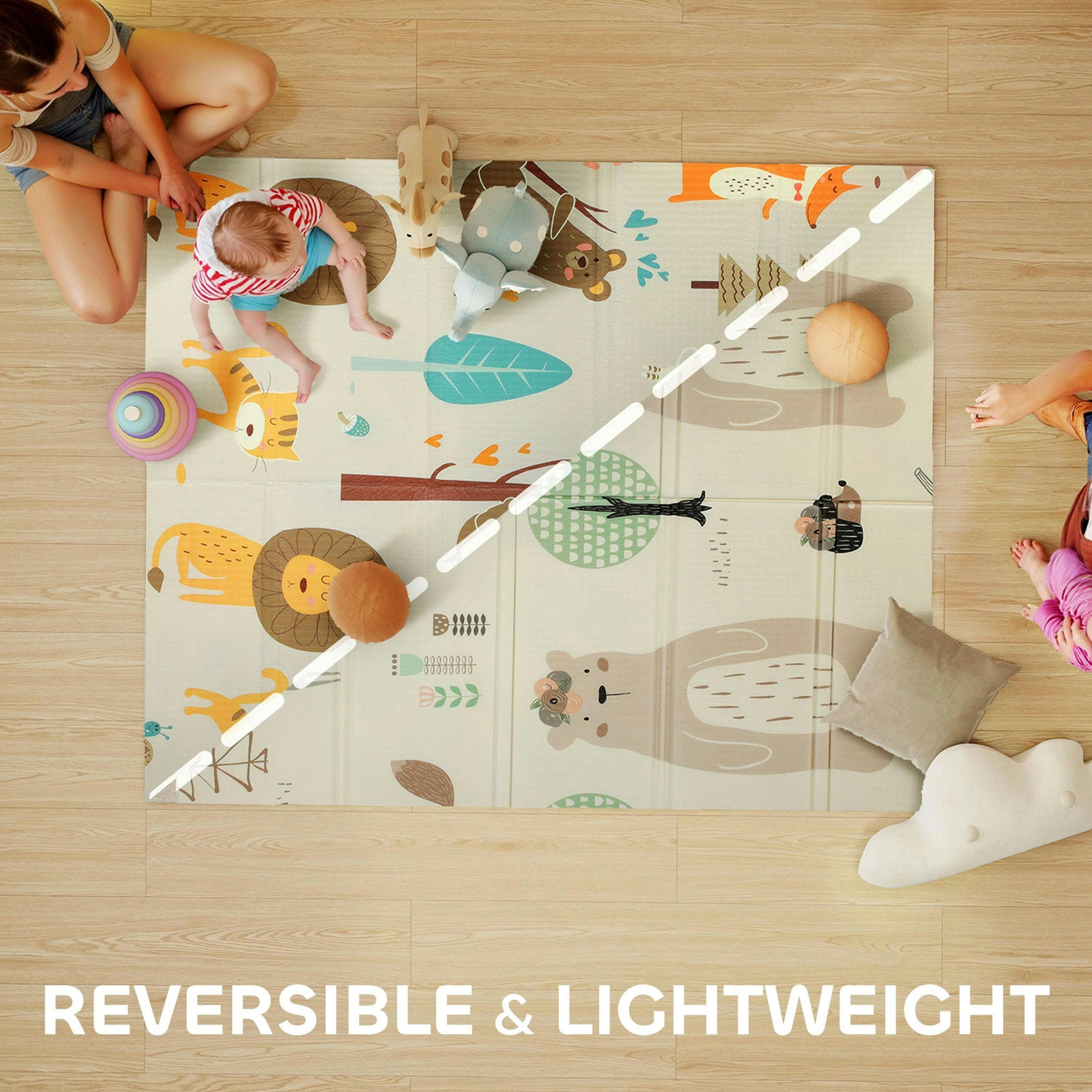 AIYAPLAY Baby Play Mat Foldable 177 x 146 x 1.5cm Animal Theme , view 4 of 6