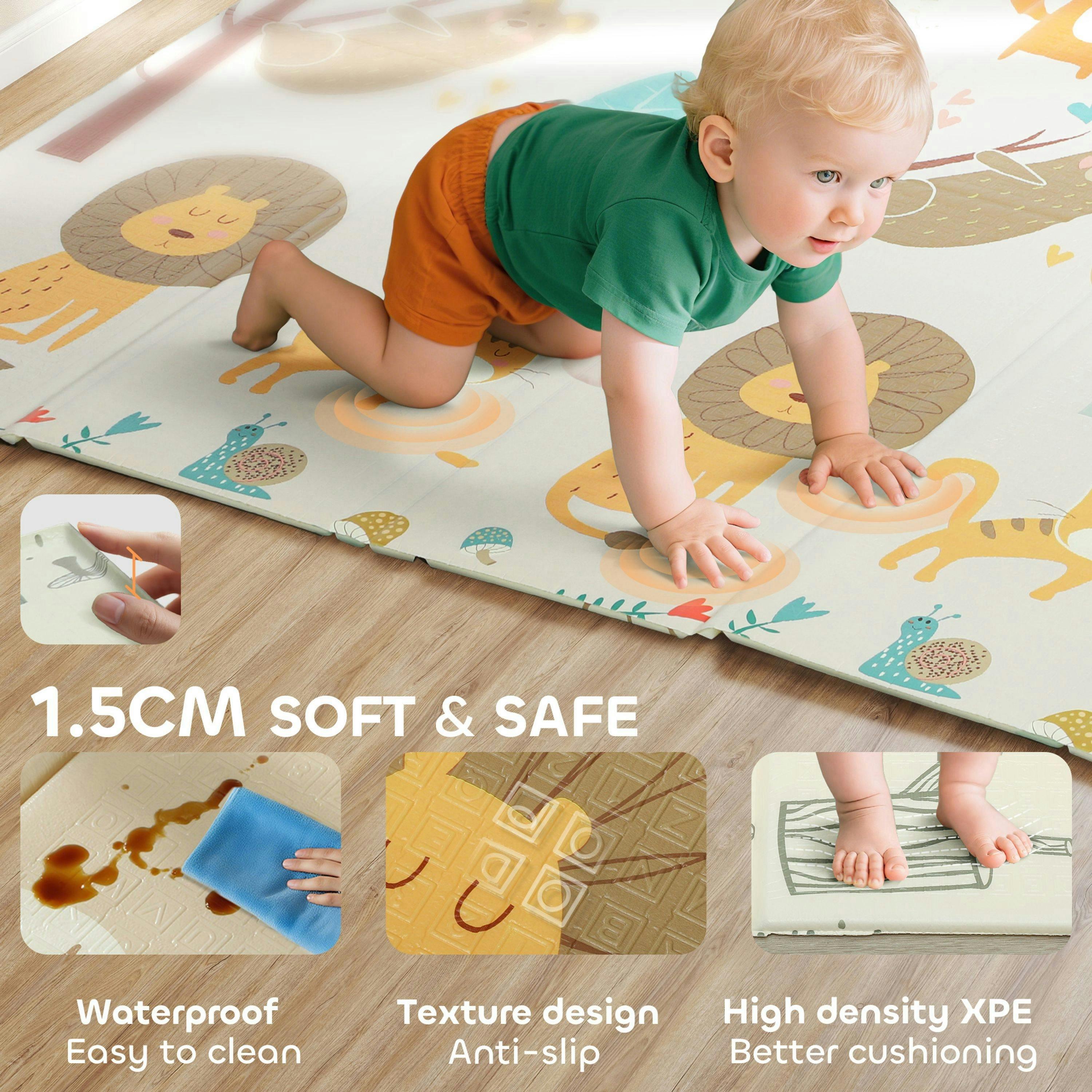 AIYAPLAY Baby Play Mat Foldable 177 x 146 x 1.5cm Animal Theme , view 6 of 6