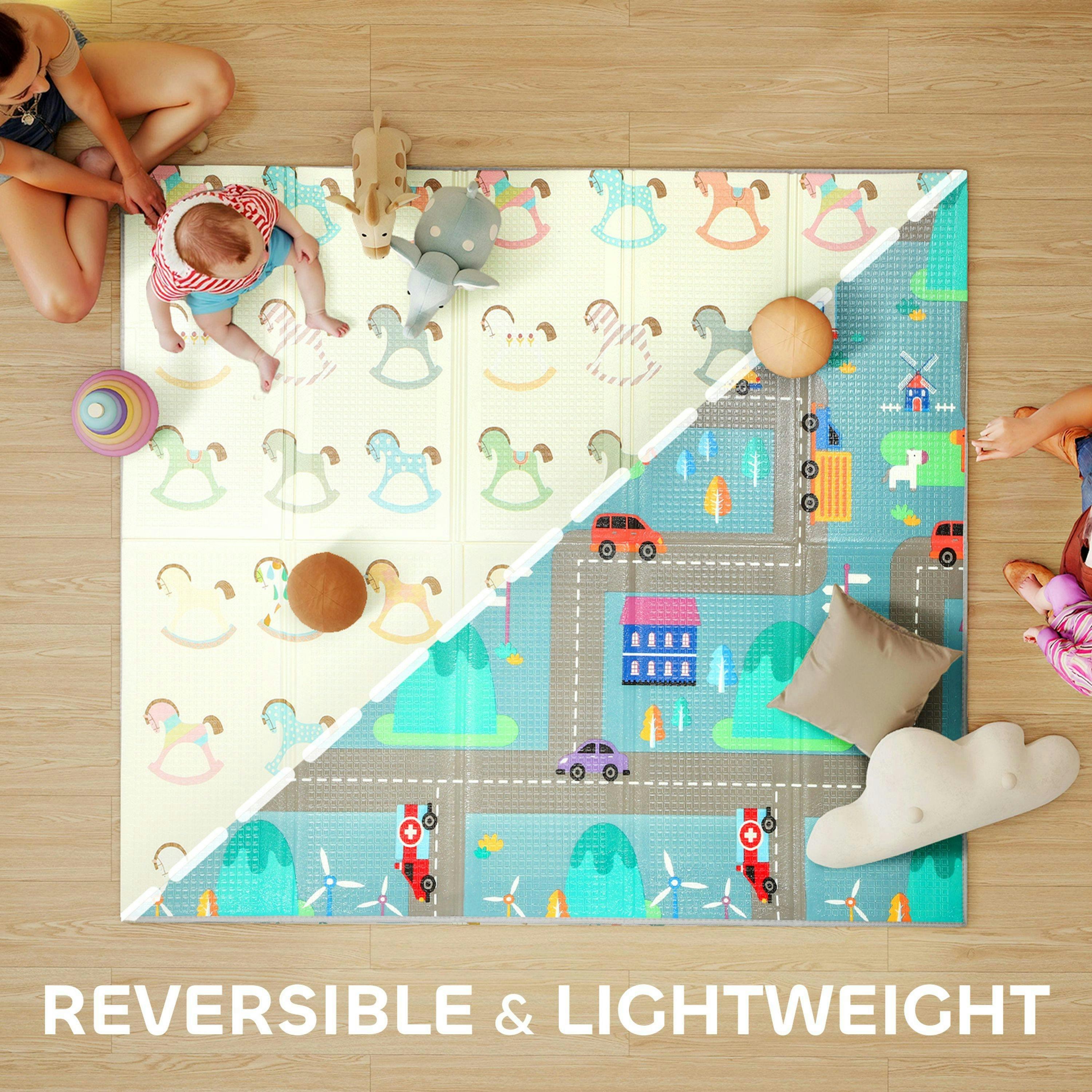 AIYAPLAY Double-Sided Foldable Baby Mat Reversible Floor Mat 200L x 180W cm , view 4 of 6