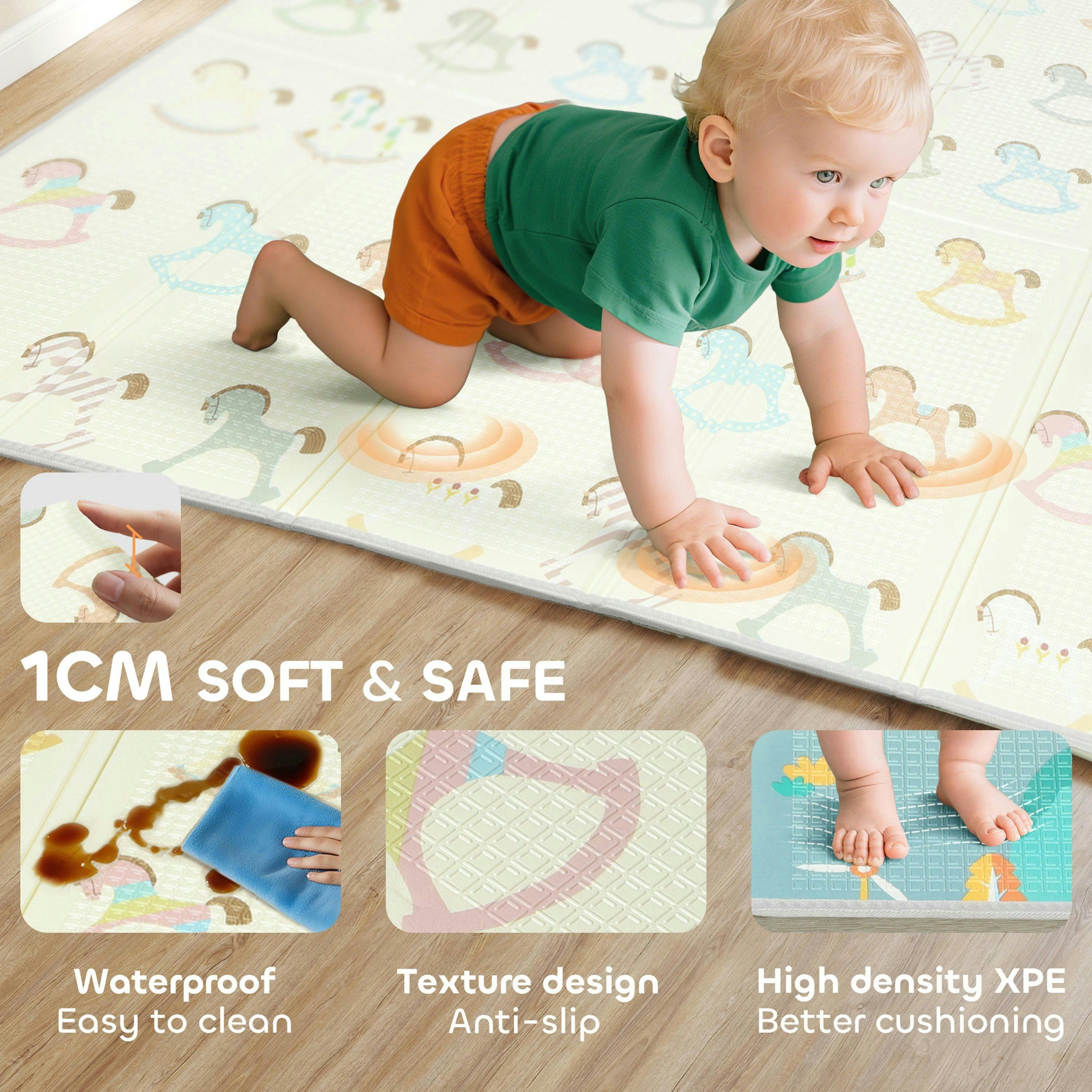 AIYAPLAY Double-Sided Foldable Baby Mat Reversible Floor Mat 200L x 180W cm , view 6 of 6
