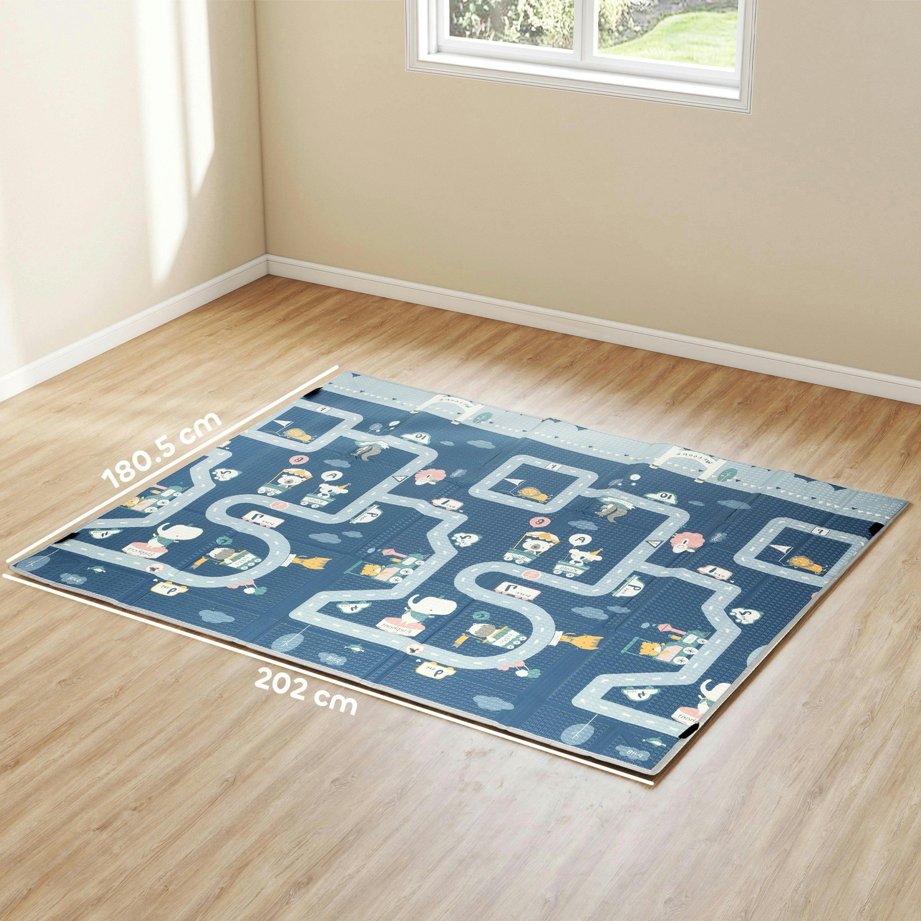 AIYAPLAY Foldable Baby Play Mat Large Traffic and Grey Diamond Theme , view 3 of 6