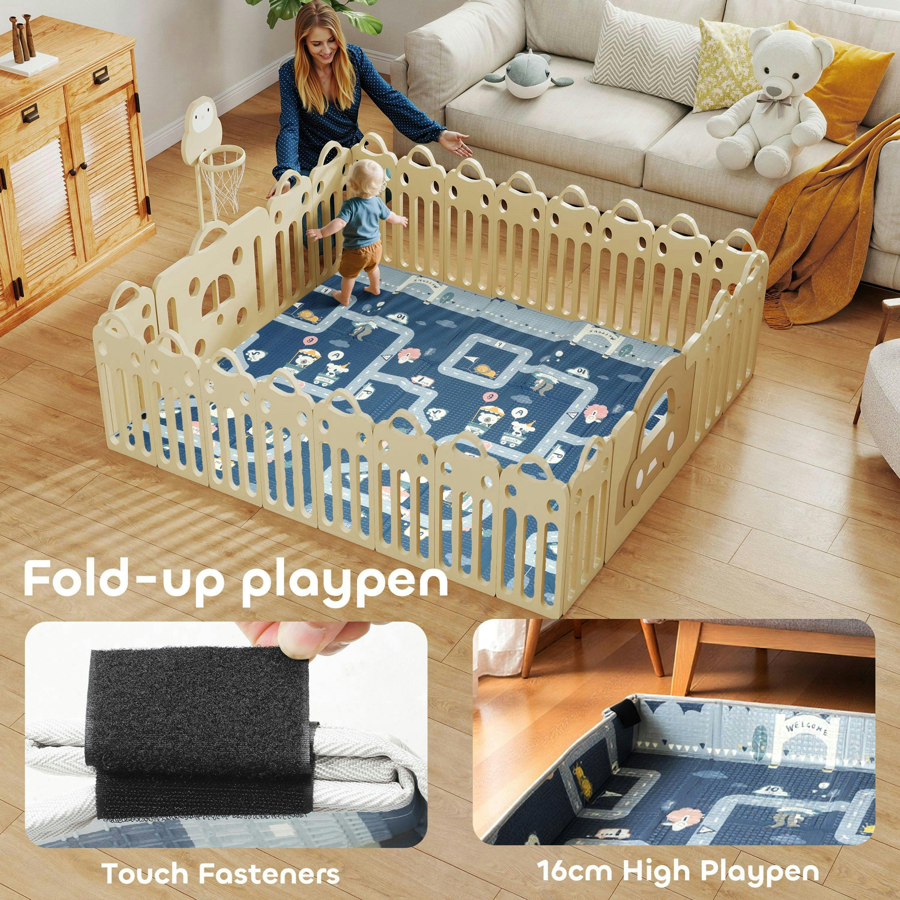 AIYAPLAY Foldable Baby Play Mat Large Traffic and Grey Diamond Theme , view 4 of 6