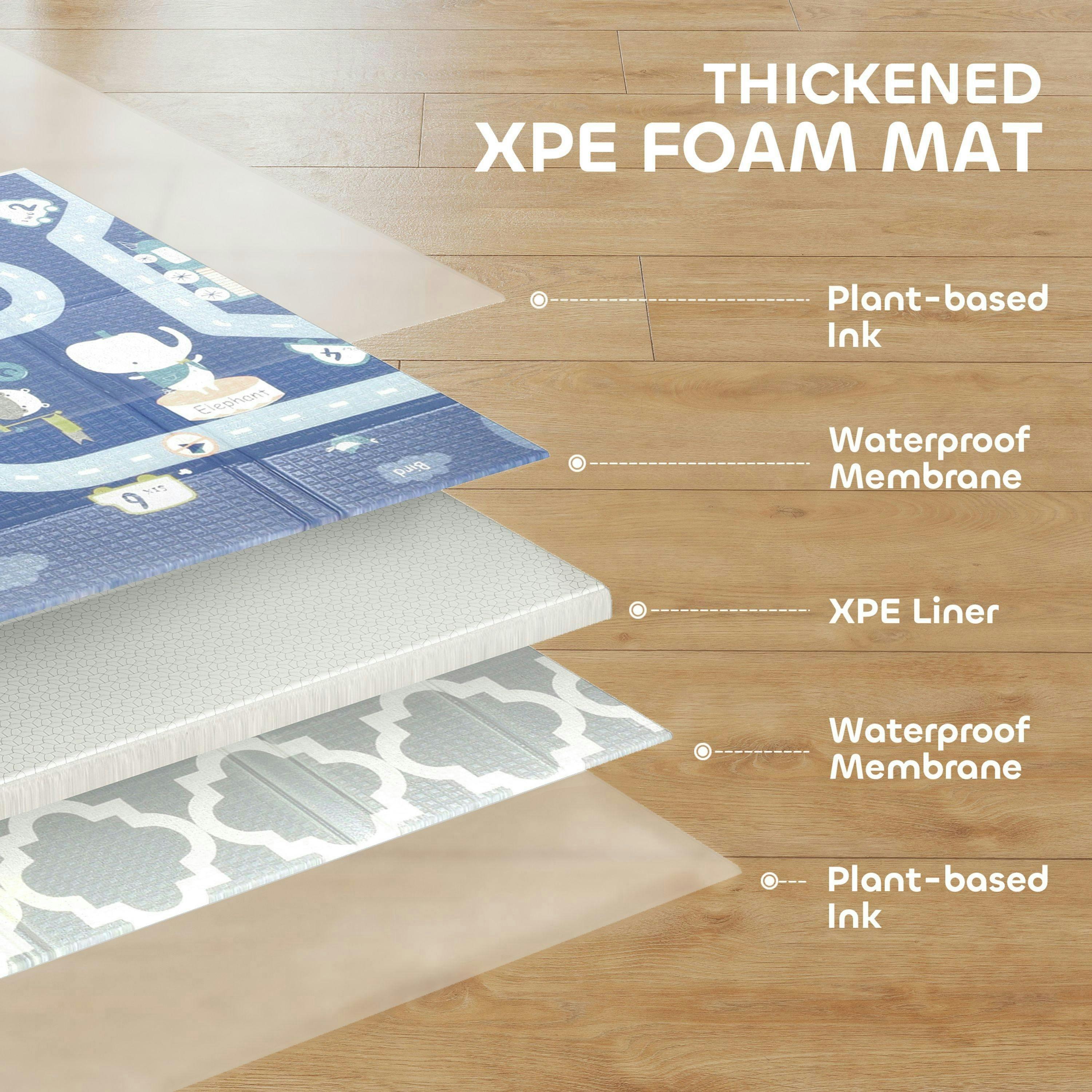 AIYAPLAY Foldable Baby Play Mat Large Traffic and Grey Diamond Theme , view 6 of 6