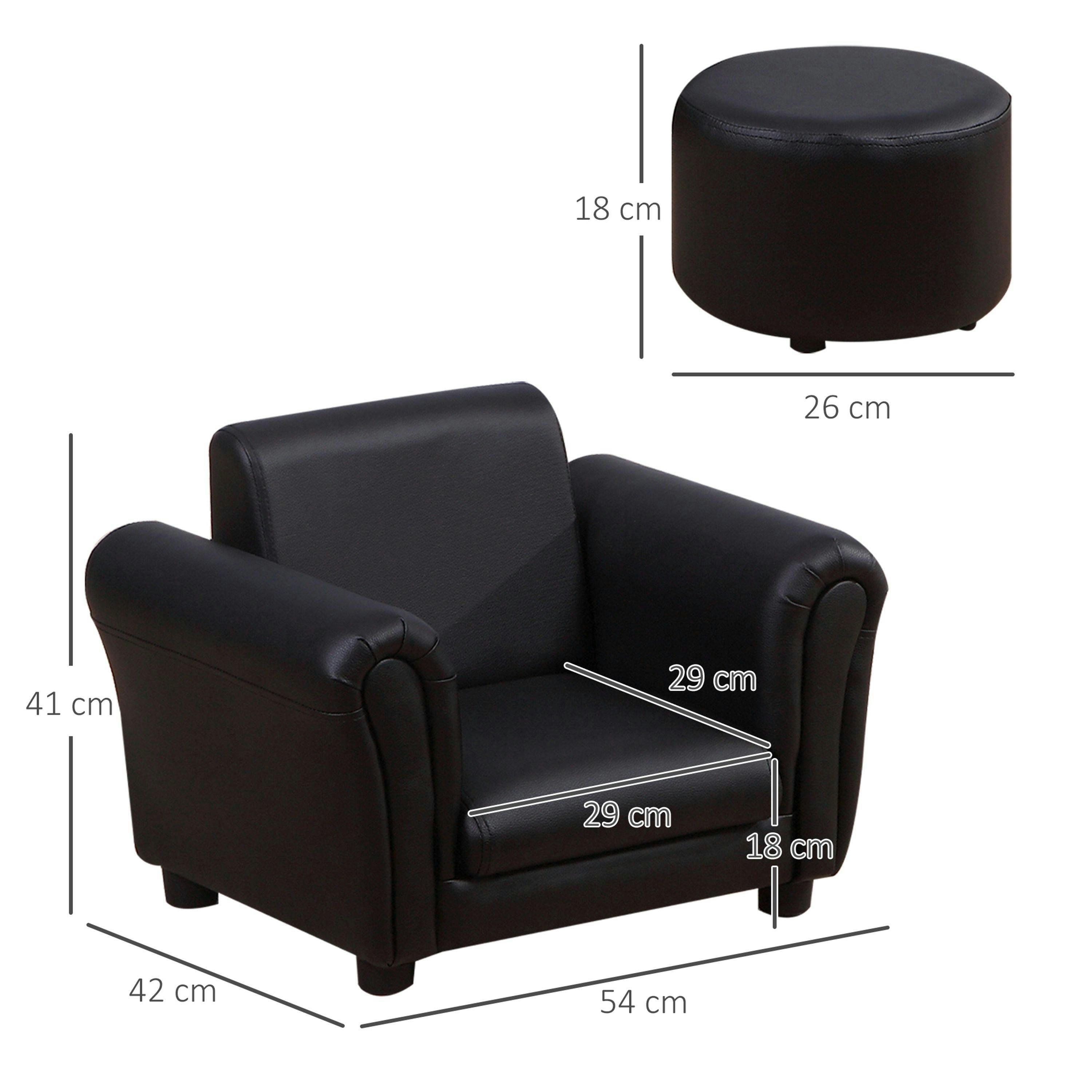 HOMCOM Children's Armchairs Toddler Chair Sofa Single Seater Childrens Armrest w/ Footstool , view 3 of 6