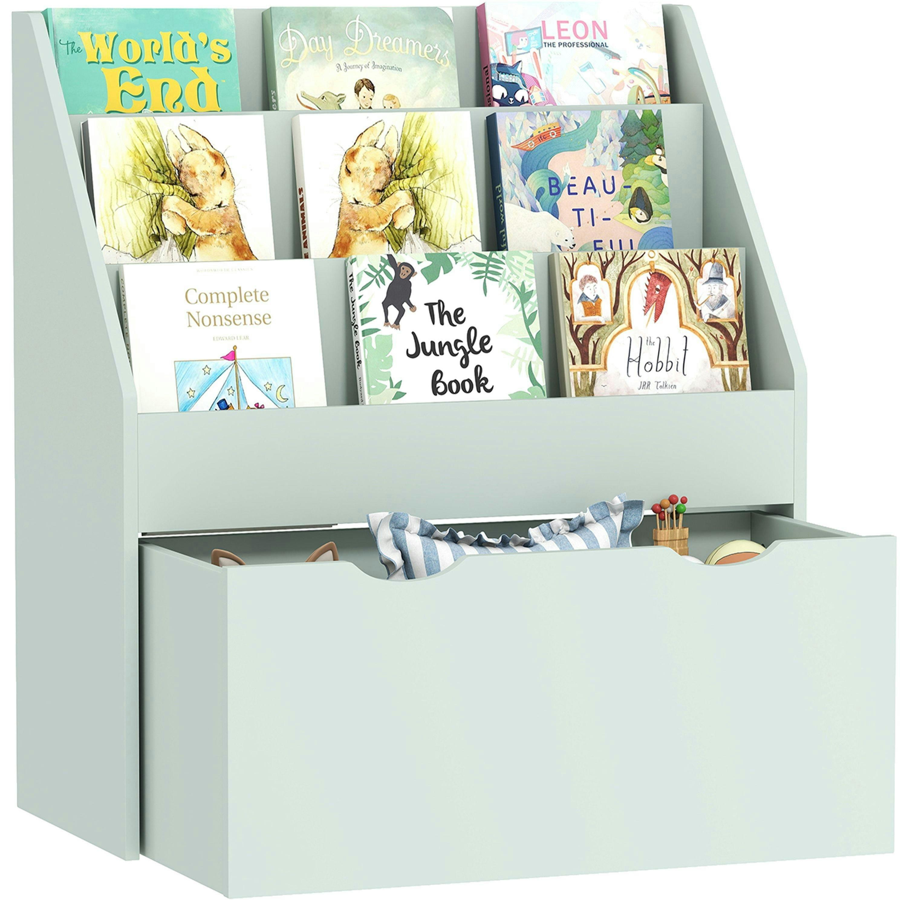 AIYAPLAY Kids Bookshelf, Bookcase Toy Storage Organiser with 3 Tier Shelves, Drawer, for Bedroom, Nursery, Playroom, Classroom , view 2 of 6