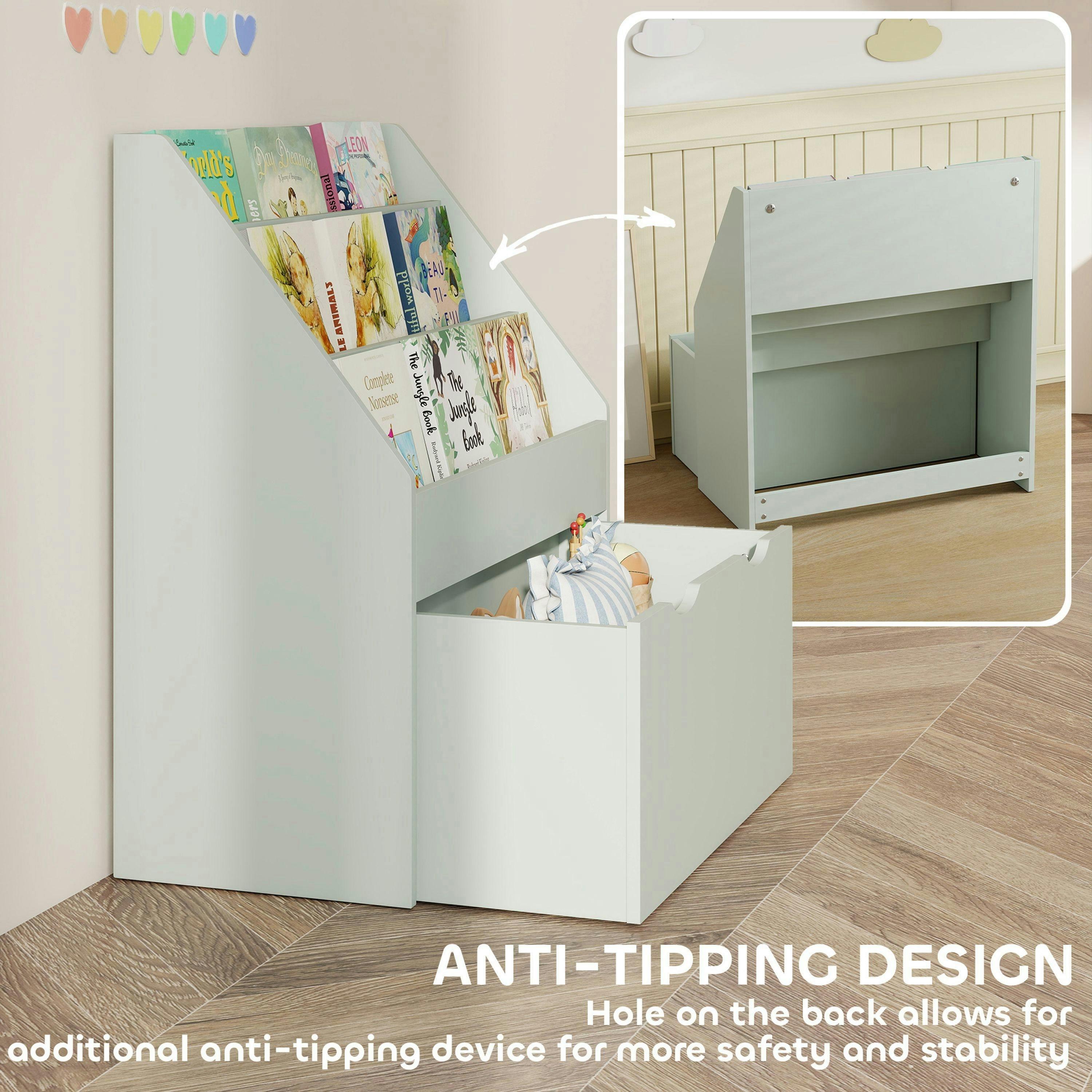 AIYAPLAY Kids Bookshelf, Bookcase Toy Storage Organiser with 3 Tier Shelves, Drawer, for Bedroom, Nursery, Playroom, Classroom , view 5 of 6