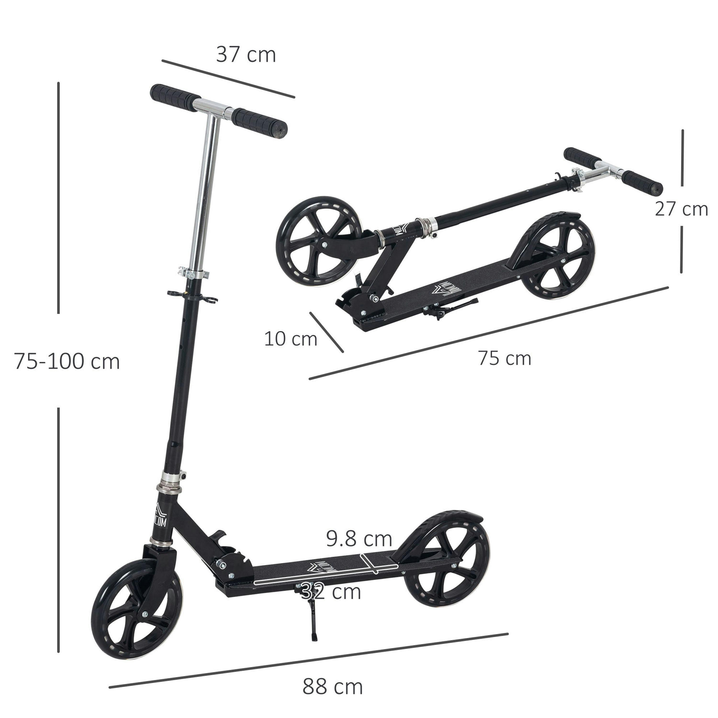 HOMCOM Kids Scooter Teenager Kick Scooter Foldable 4 Levels Adjustable Height with Rear Fender Brake for 7-14 Years , view 3 of 6