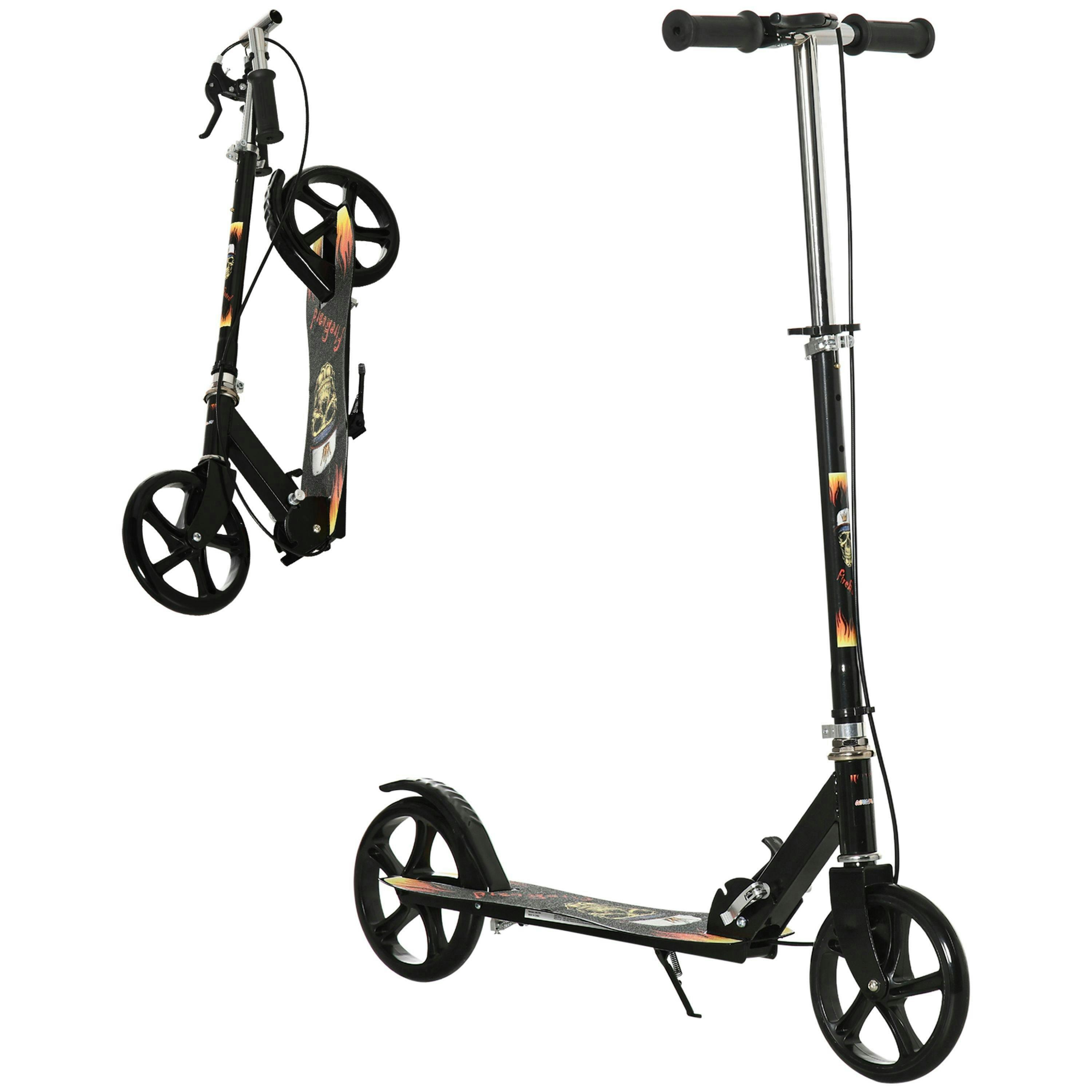 HOMCOM Kids Scooter, Foldable Stunt Scooter with Adjustable Height, Brake for Ages 7-14 Years - Black , view 2 of 6
