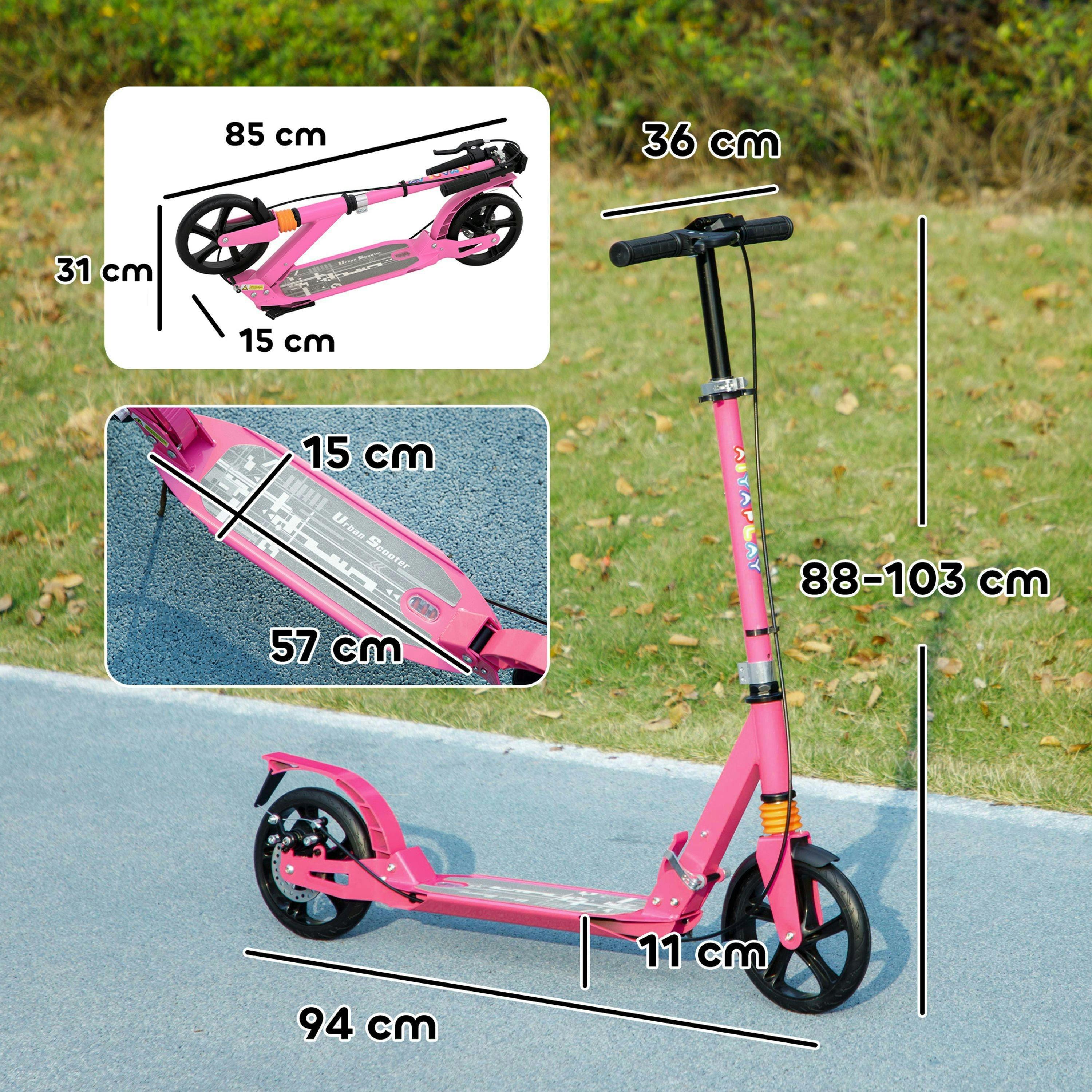 AIYAPLAY Kids Scooter for Ages 6-12 Years, Foldable Kick Scooter with 4 Levels, Adjustable Handlebar, Dual Brake System, 200mm Wheels, ABEC-7 Bearings , view 3 of 6