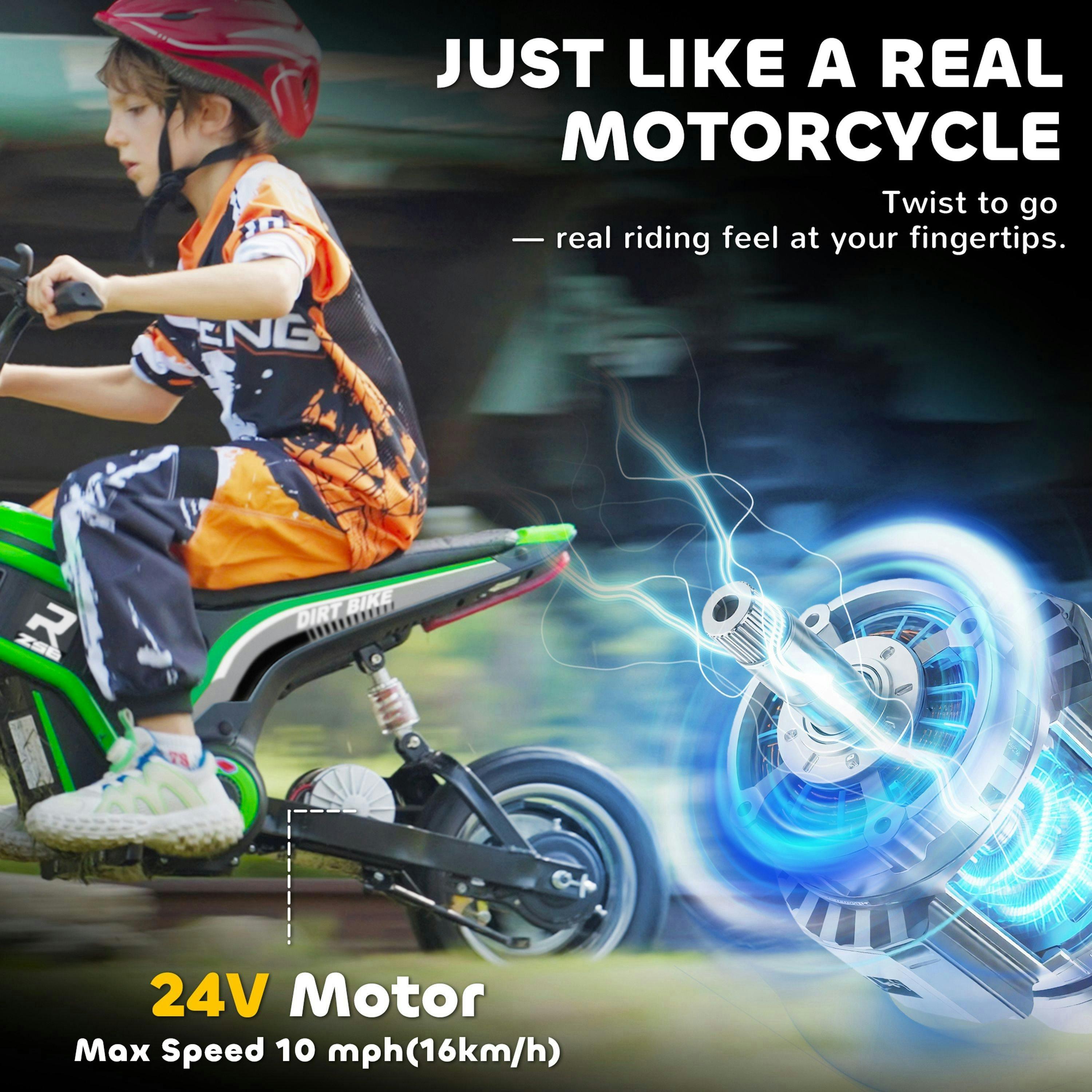 HOMCOM 24V Kids Electric Motorbike Ride On Motorcycle Ages 8-12 Years , view 5 of 6