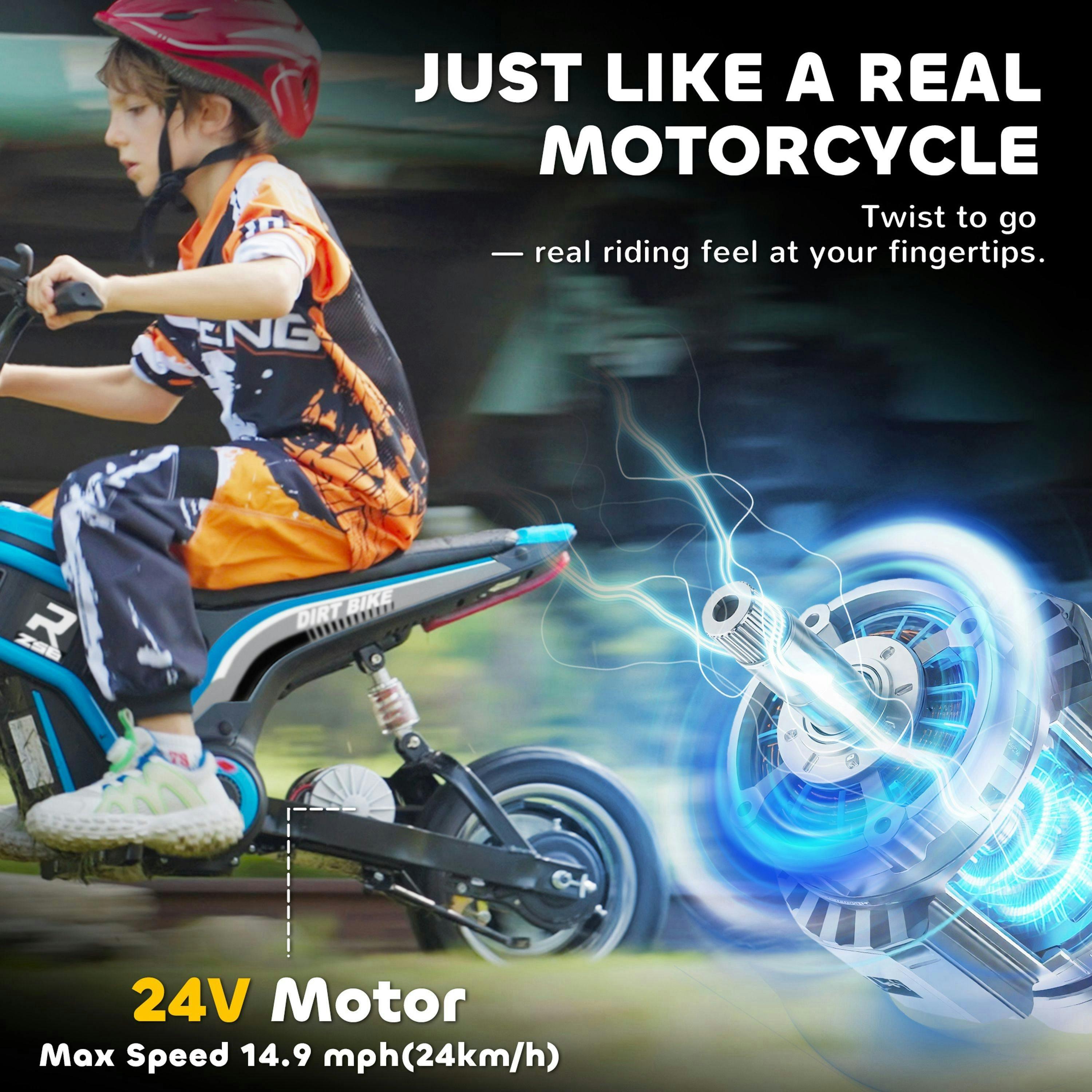 HOMCOM 24V Kids Electric Motorbike Ride On Motorcycle Ages 8-12 Years , view 5 of 6