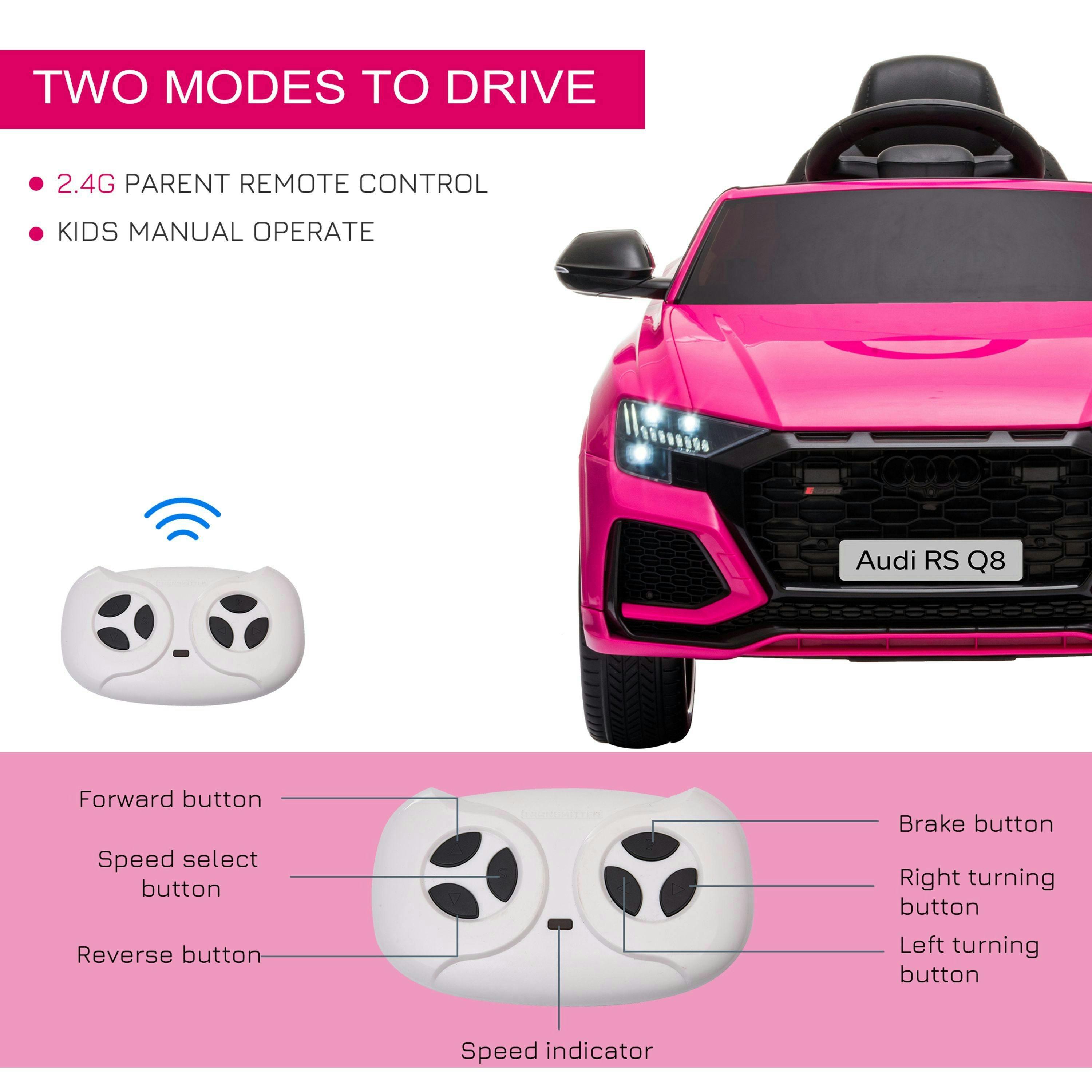 HOMCOM Audi RS Q8 Licensed Kids Electric Car, 6V 7Ah Kids' Electric Ride on with Remote Control, 7Ah Big Battery, Lights Bluetooth, Music USB, for 3-5 Years Old , view 5 of 6