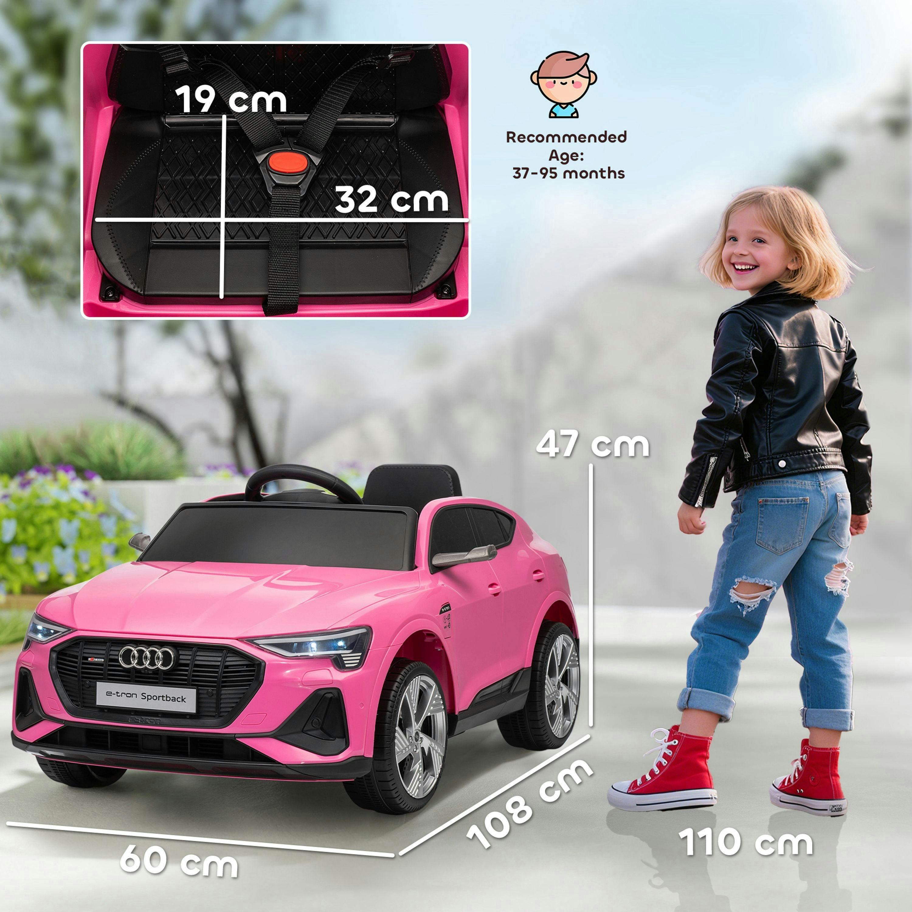 HOMCOM Audi E-tron Licensed 12V Kids Electric Ride on, Electric Car for Kids, with Parental Remote, Music Lights MP3, Suspension Wheels, for 3-5 Years , view 3 of 6