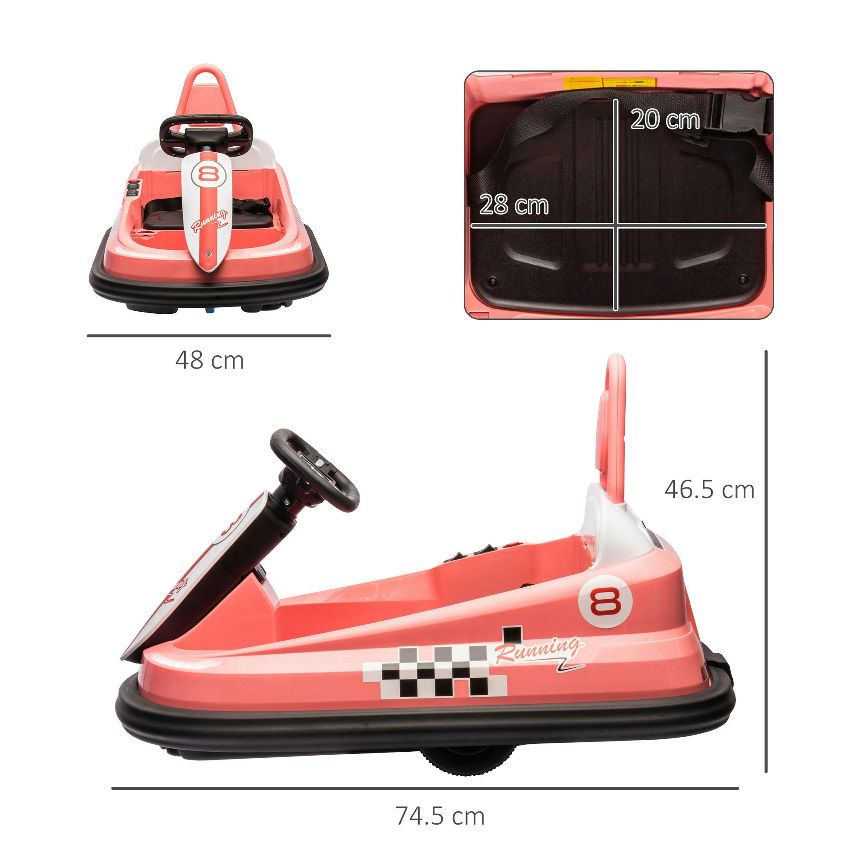 HOMCOM Kids Bumper Car 360° Rotation Spin Waltzer Car 6V Electric Ride On Car with 2 Speeds, Music, Lights for 18-48 Months , view 3 of 6