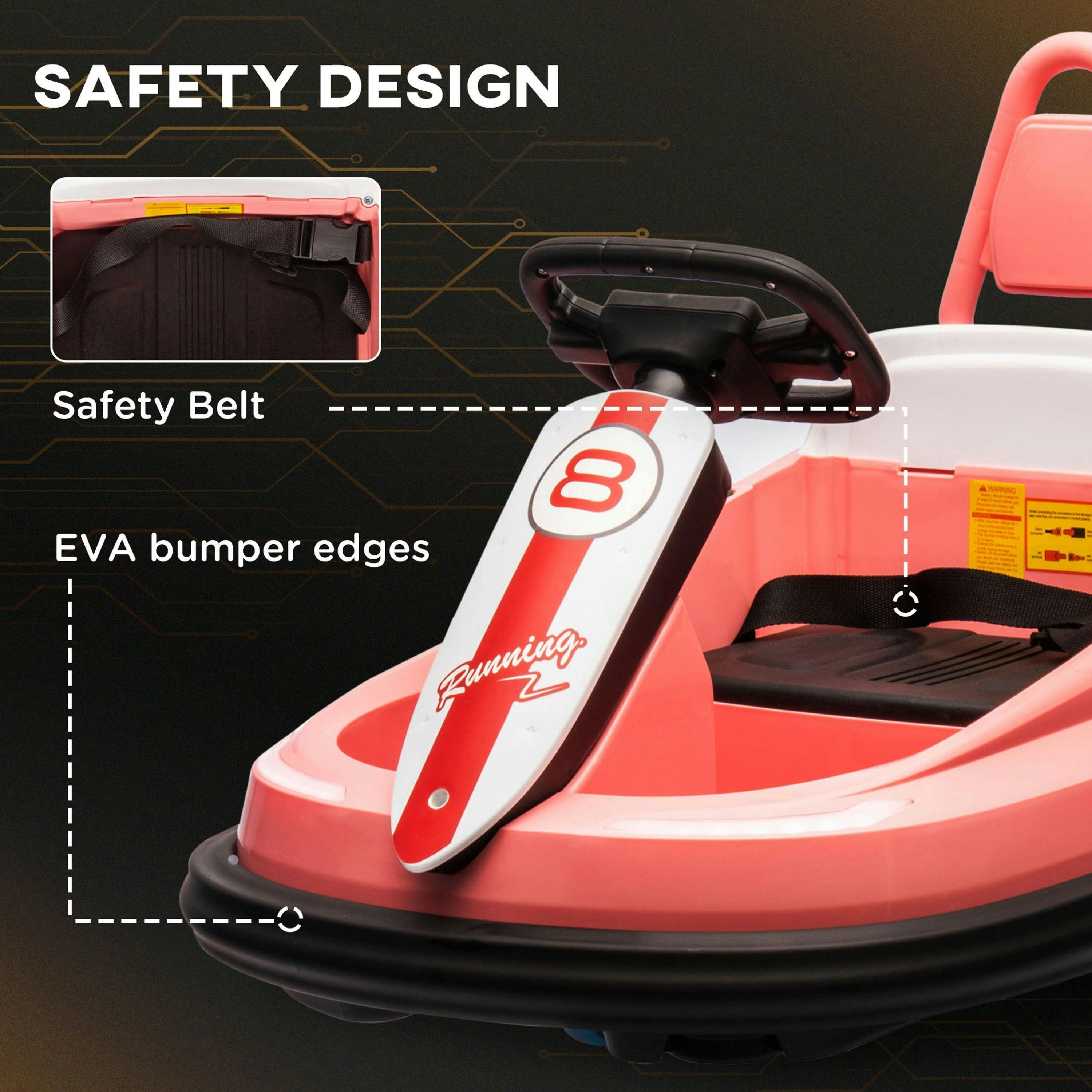 HOMCOM Kids Bumper Car 360° Rotation Spin Waltzer Car 6V Electric Ride On Car with 2 Speeds, Music, Lights for 18-48 Months , view 6 of 6