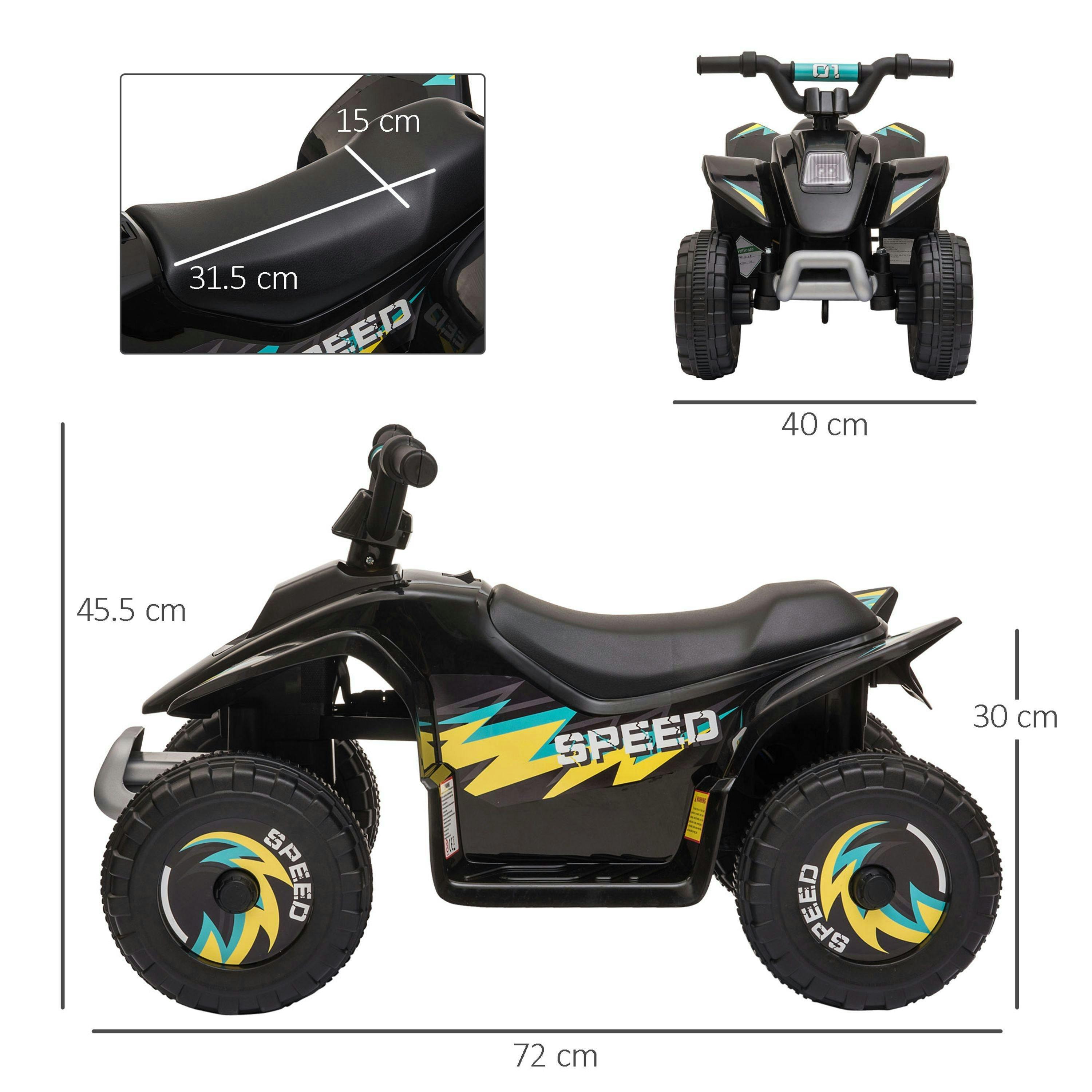 HOMCOM 6V Kids Electric Ride on Car All Terrain Vehicle Toy Quad Bike w/ Forward Reverse Functions Toddlers for 18-36 Months Old , view 3 of 6