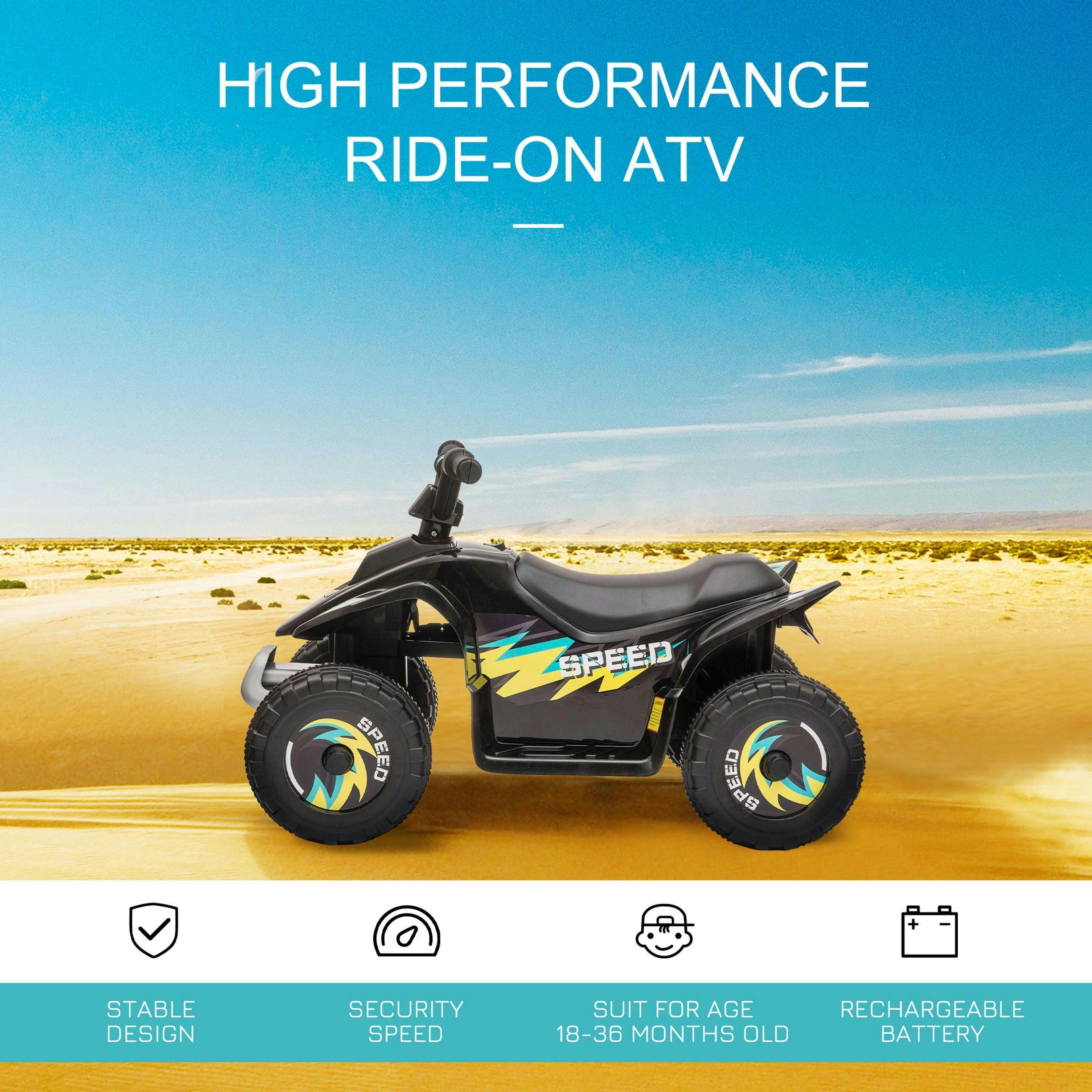 HOMCOM 6V Kids Electric Ride on Car All Terrain Vehicle Toy Quad Bike w/ Forward Reverse Functions Toddlers for 18-36 Months Old , view 4 of 6