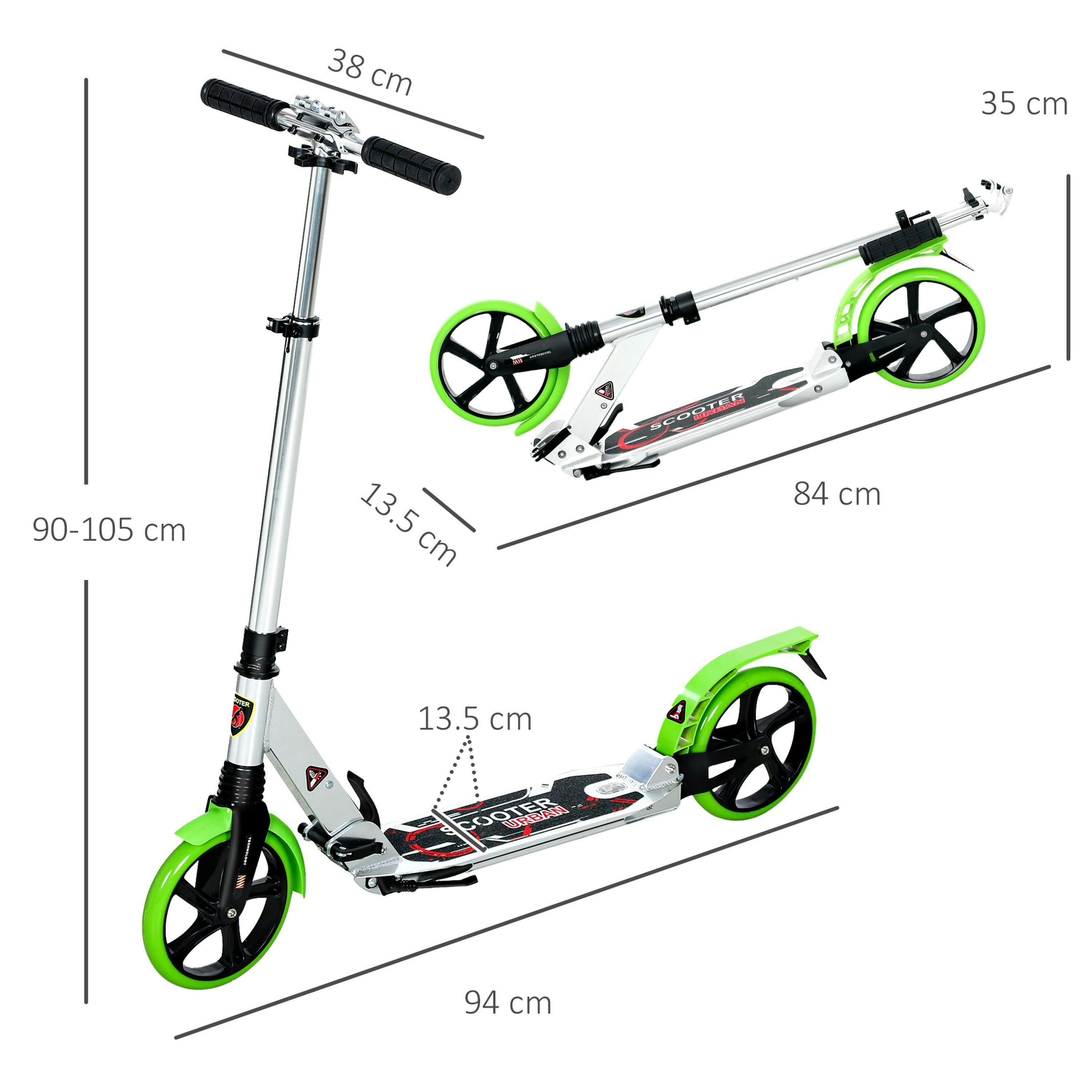 HOMCOM Folding Kick Scooter with Big Wheels for 14+ Teens Adult , view 2 of 5