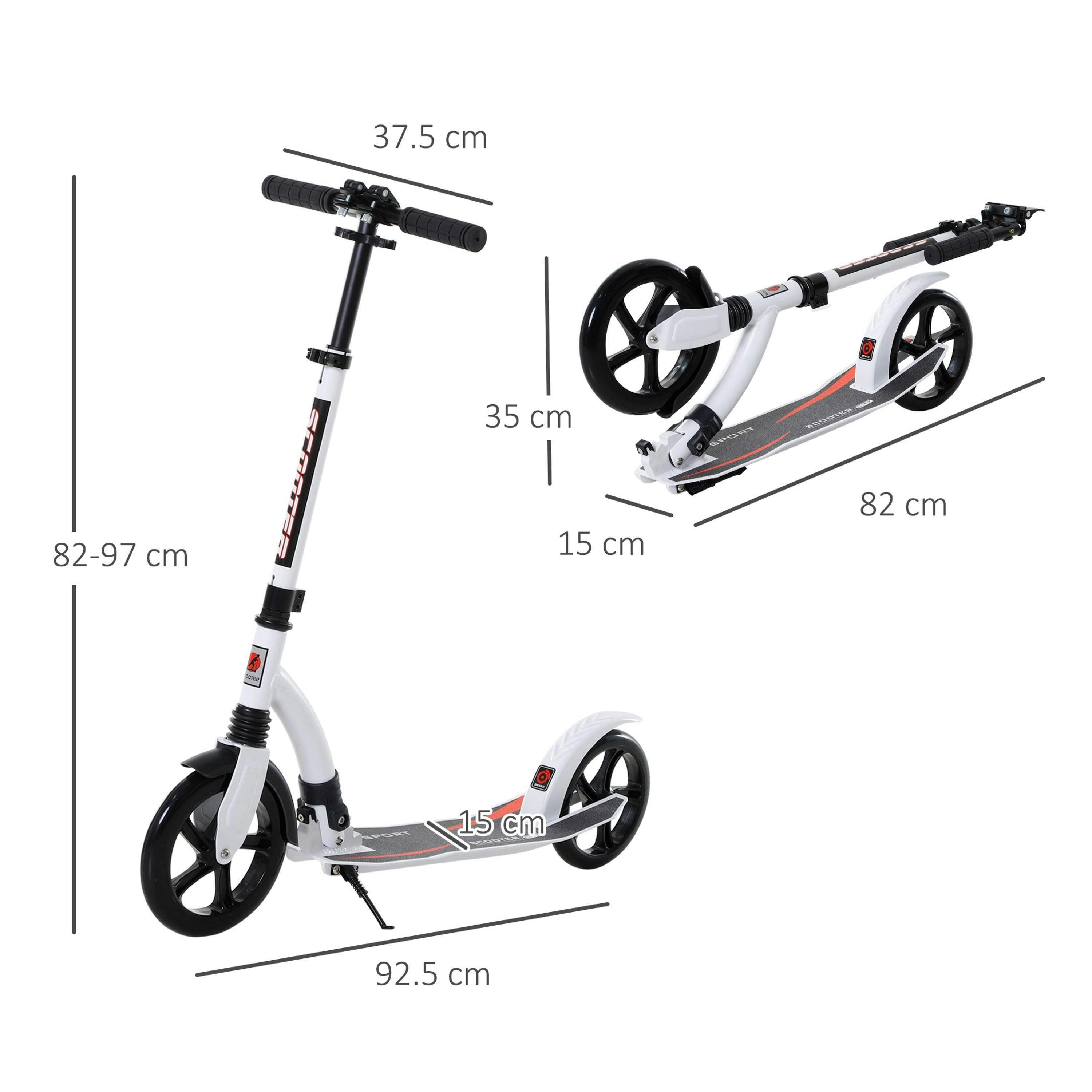 HOMCOM Teens Adult Kick Scooter Foldable Adjust Aluminium For 14+ , view 2 of 5