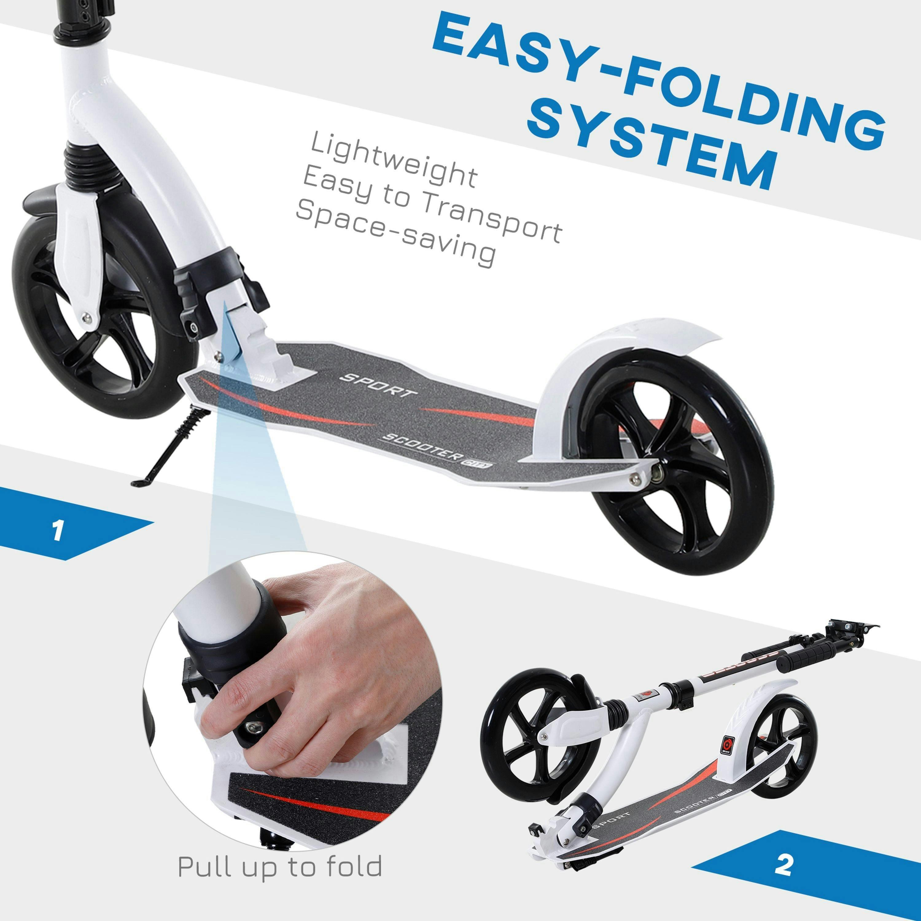 HOMCOM Teens Adult Kick Scooter Foldable Adjust Aluminium For 14+ , view 4 of 5