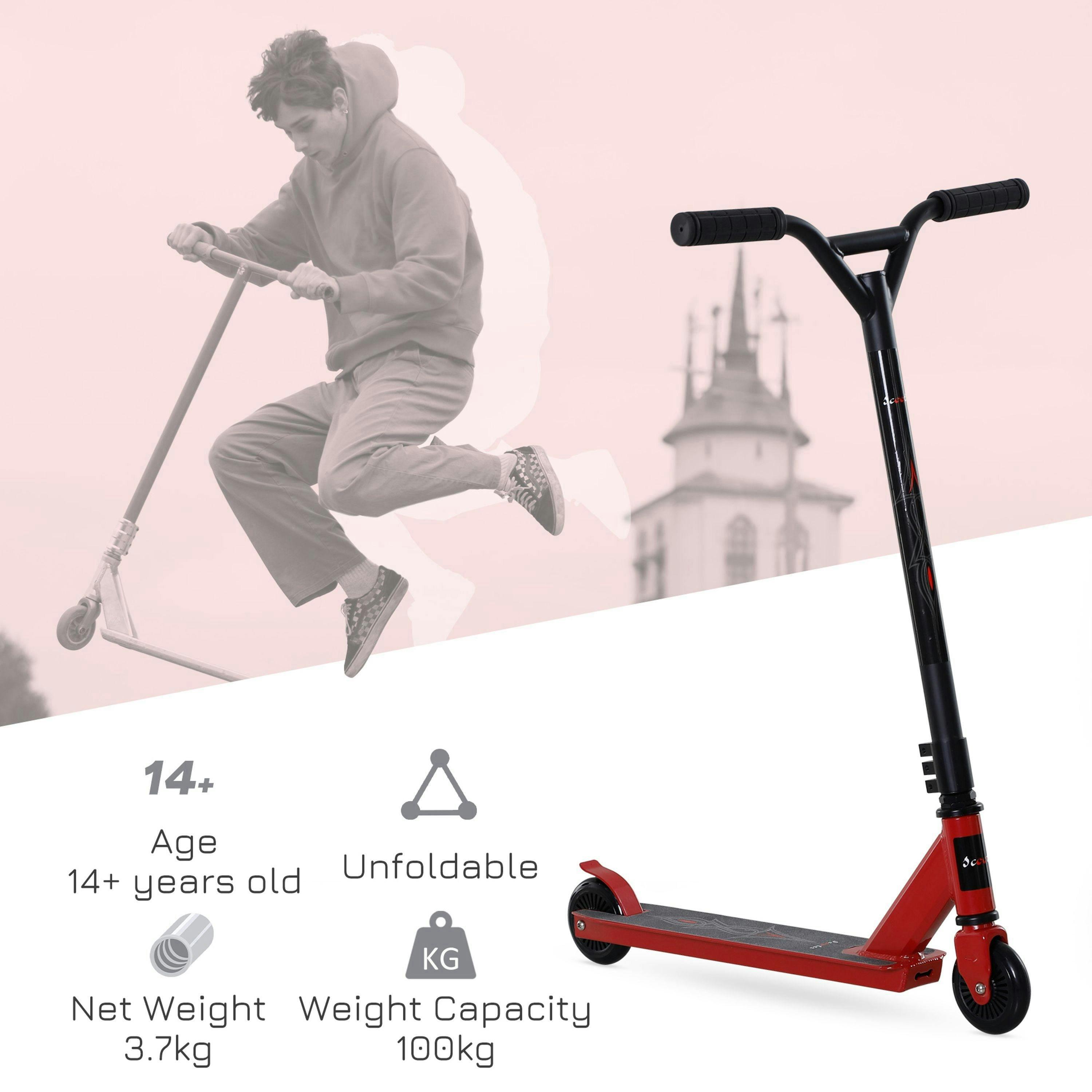 HOMCOM Stunt Scooter Complete Trick Scooters Kick Scooters Teenagers Red , view 3 of 5