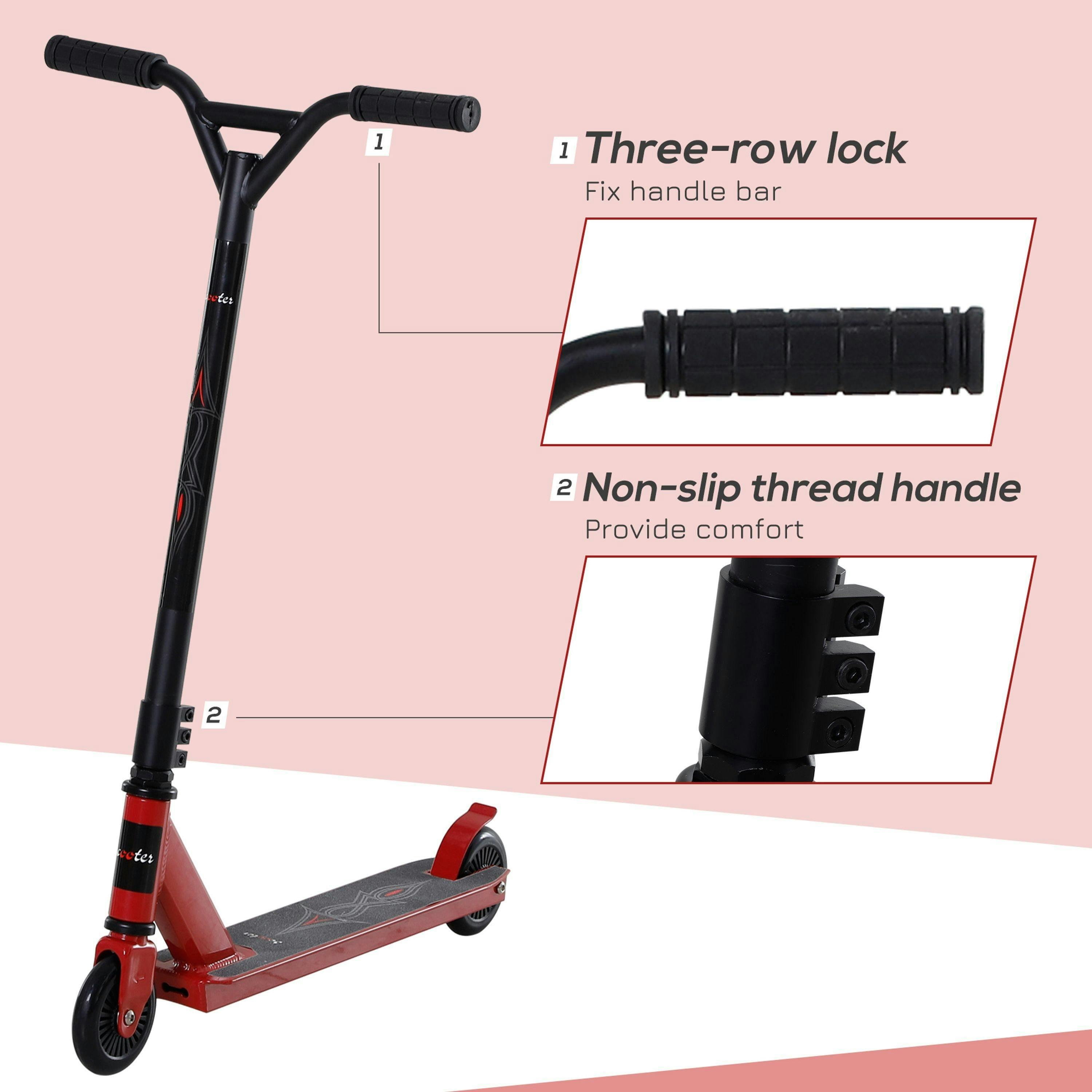 HOMCOM Stunt Scooter Complete Trick Scooters Kick Scooters Teenagers Red , view 5 of 5