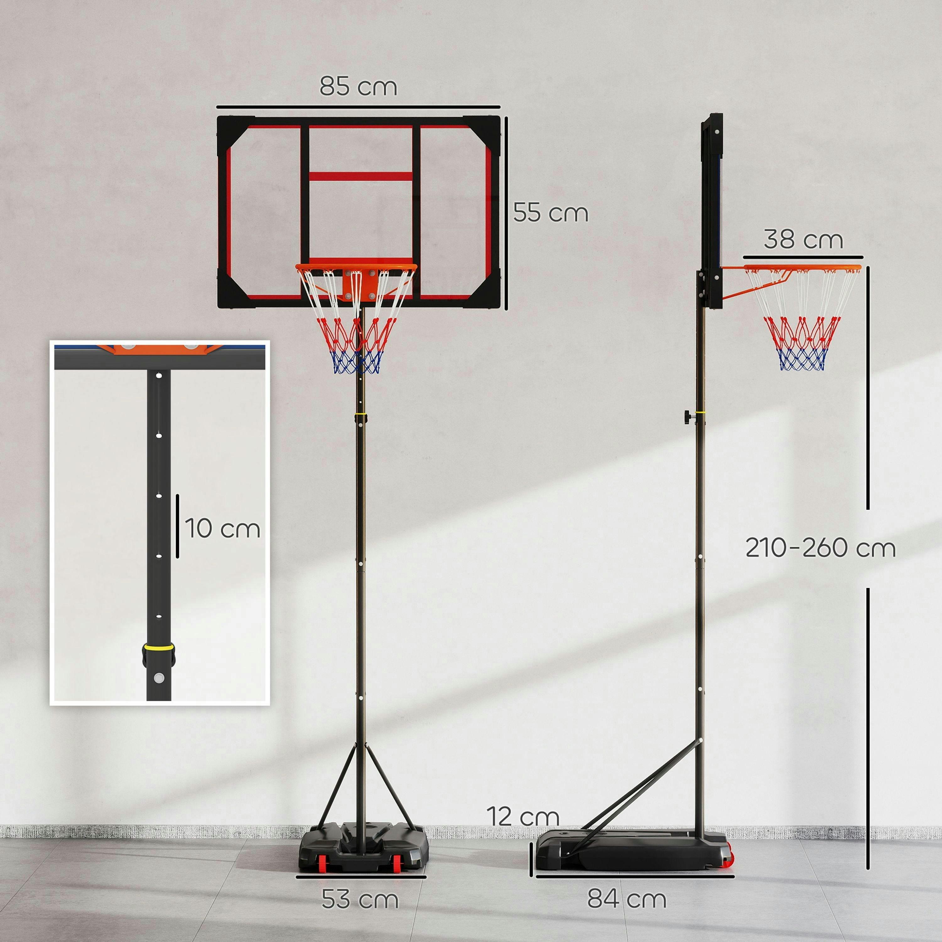 AIYAPLAY Basketball Hoop, 210-260cm Height Adjustable Basketball Hoop, Red , view 3 of 6