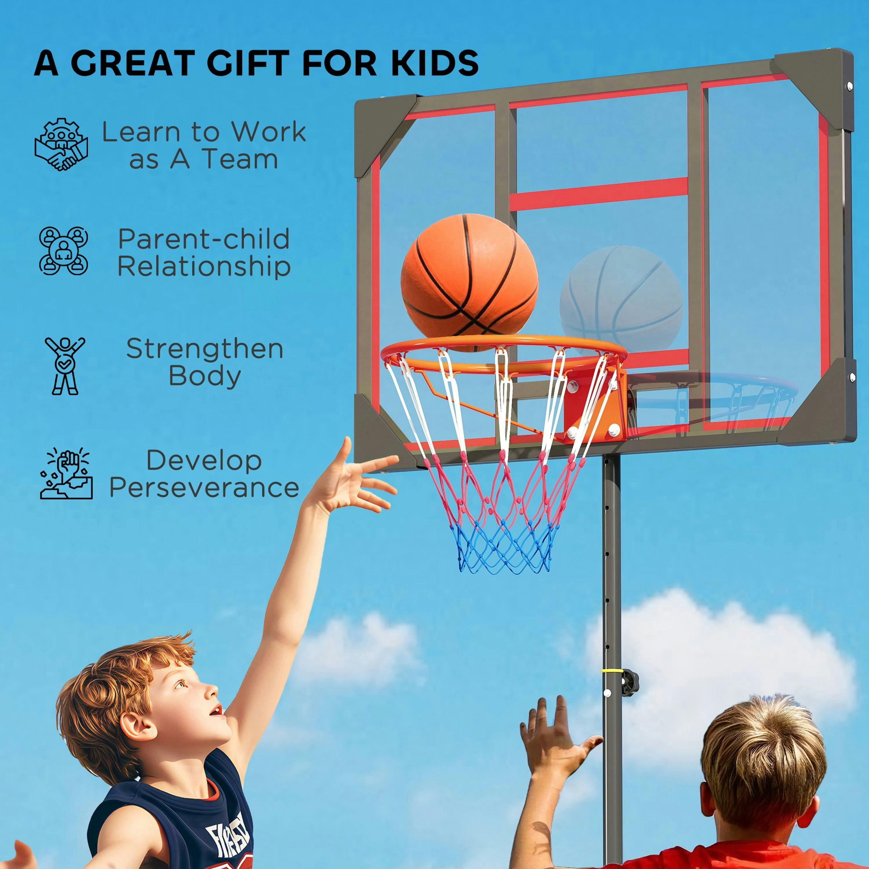 AIYAPLAY Basketball Hoop, 210-260cm Height Adjustable Basketball Hoop, Red , view 6 of 6