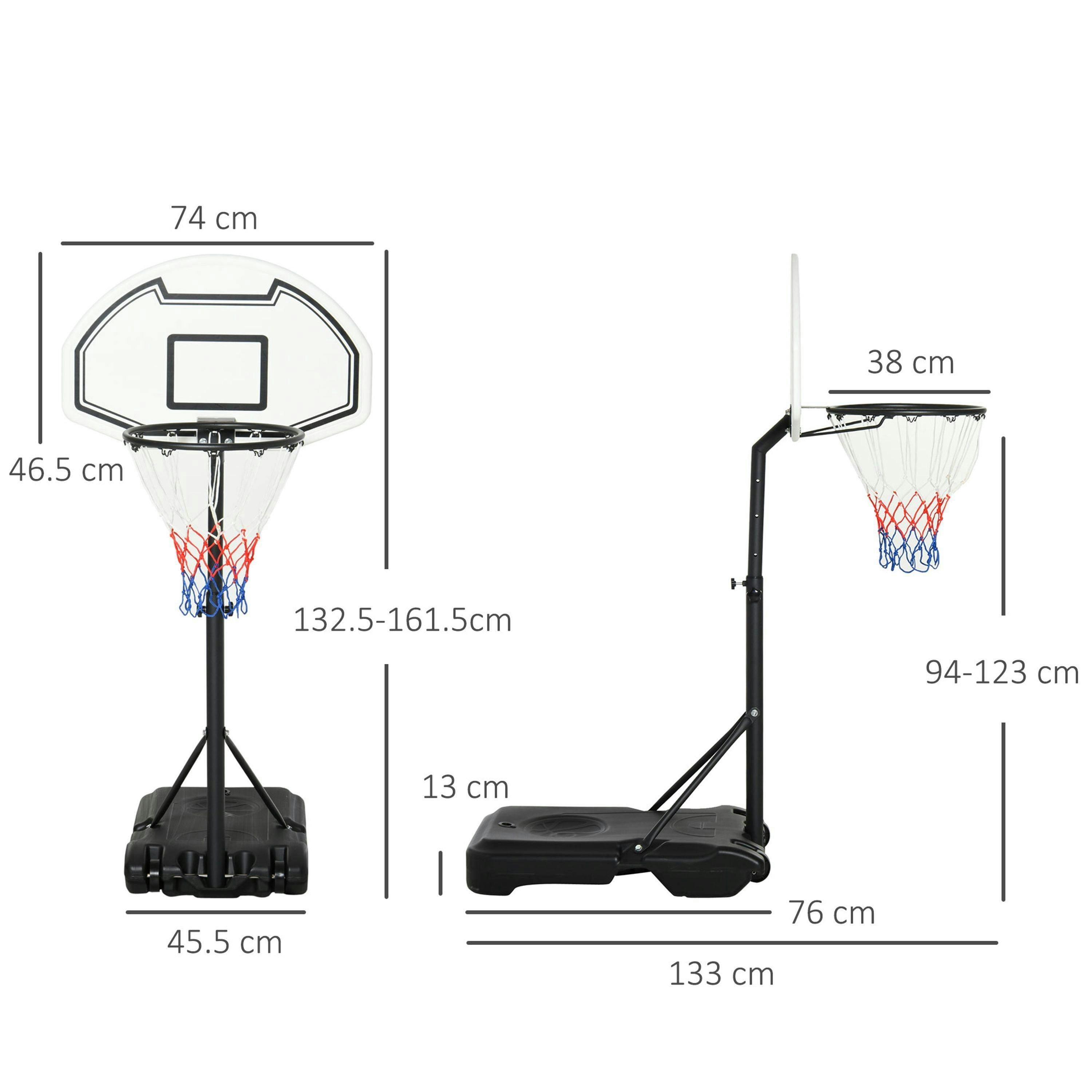 94-123cm HOMCOM Basketball Stand, Adjustable Hoop for Adults , view 3 of 6