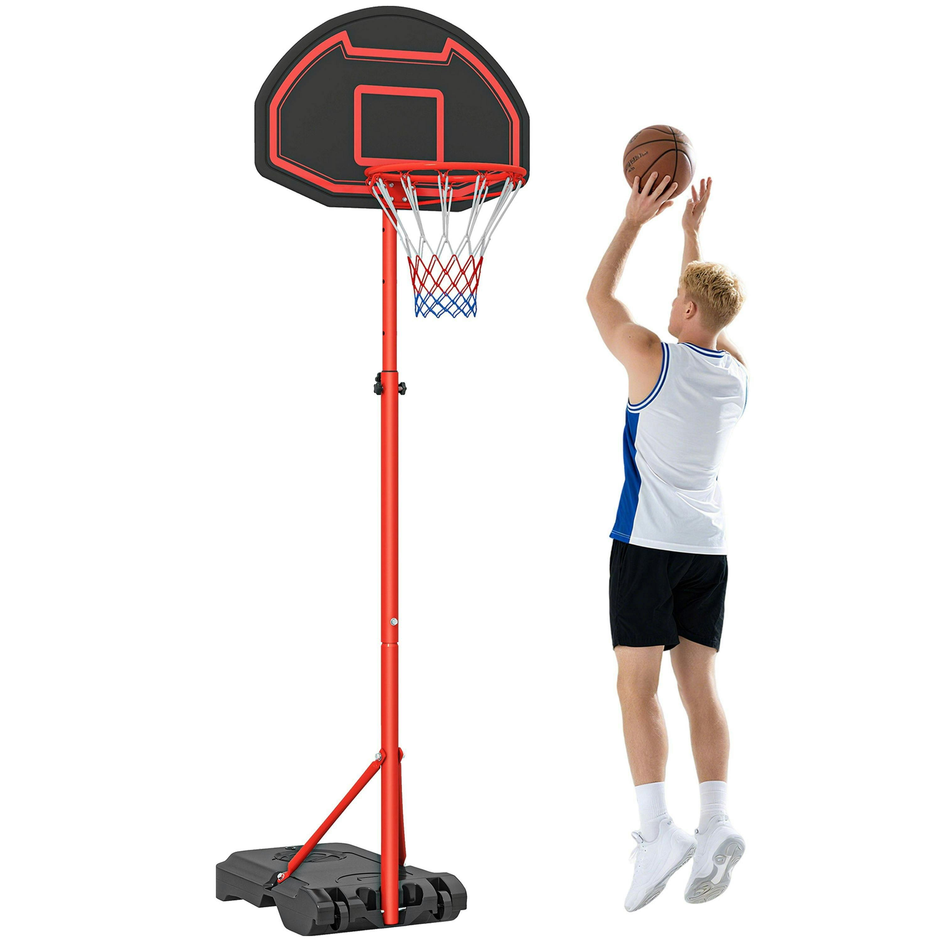 HOMCOM 200-250cm Adjustable Basketball Hoop Backboard  w/ Wheels For Kids , view 2 of 6