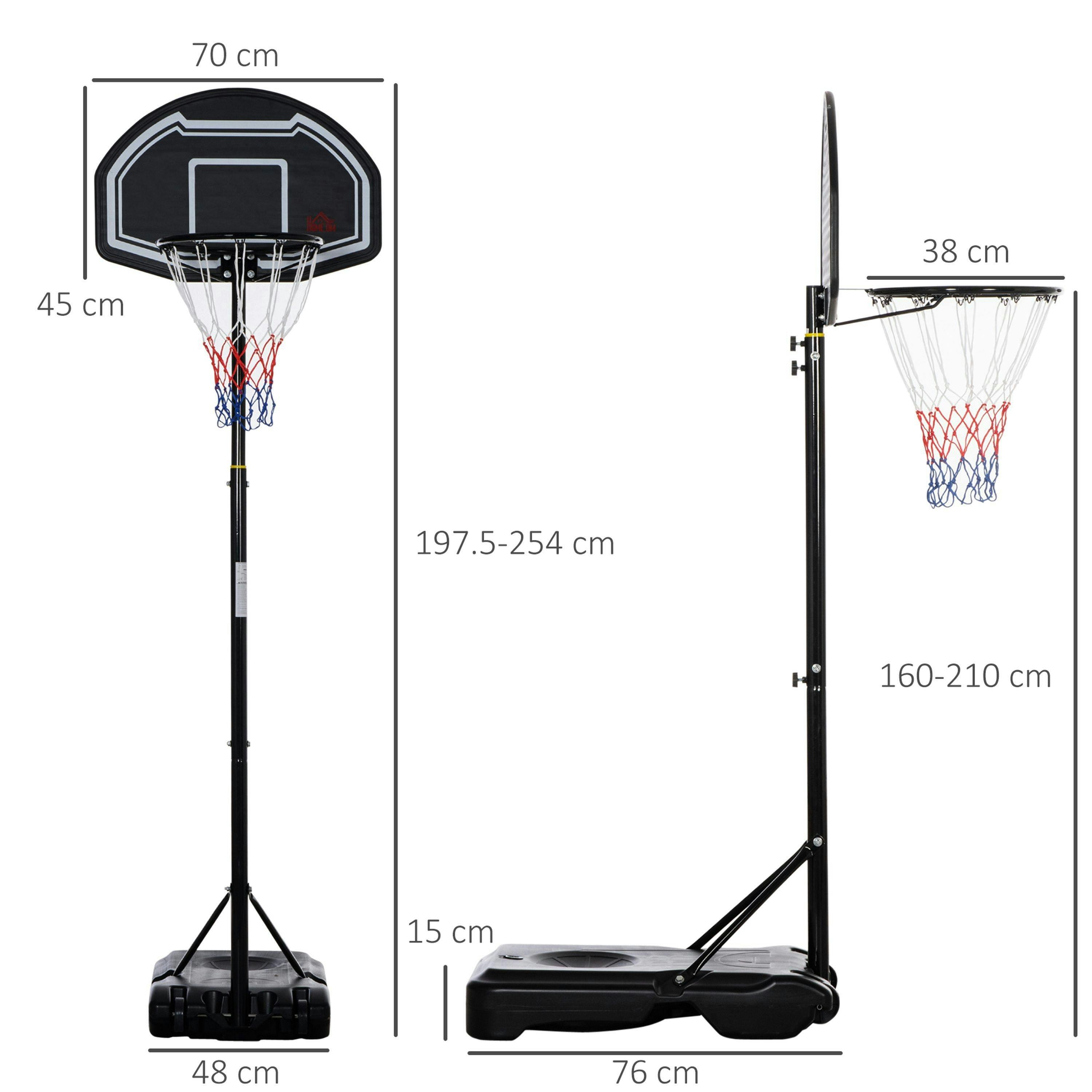 HOMCOM Adjustable Basketball Hoop Stand w/ Wheels and Weight Base, Black , view 3 of 6