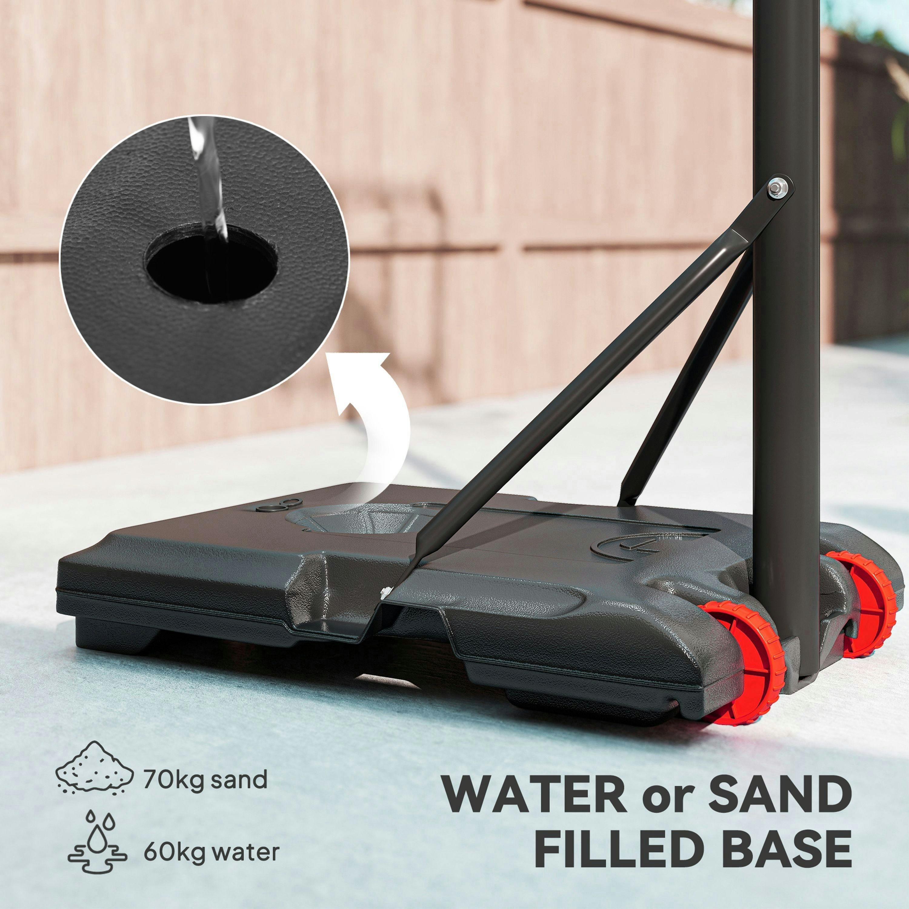 SPORTNOW Adjustable Basketball Hoop and Stand w/ Wheels, 1.8-2.1m, Red , view 5 of 6