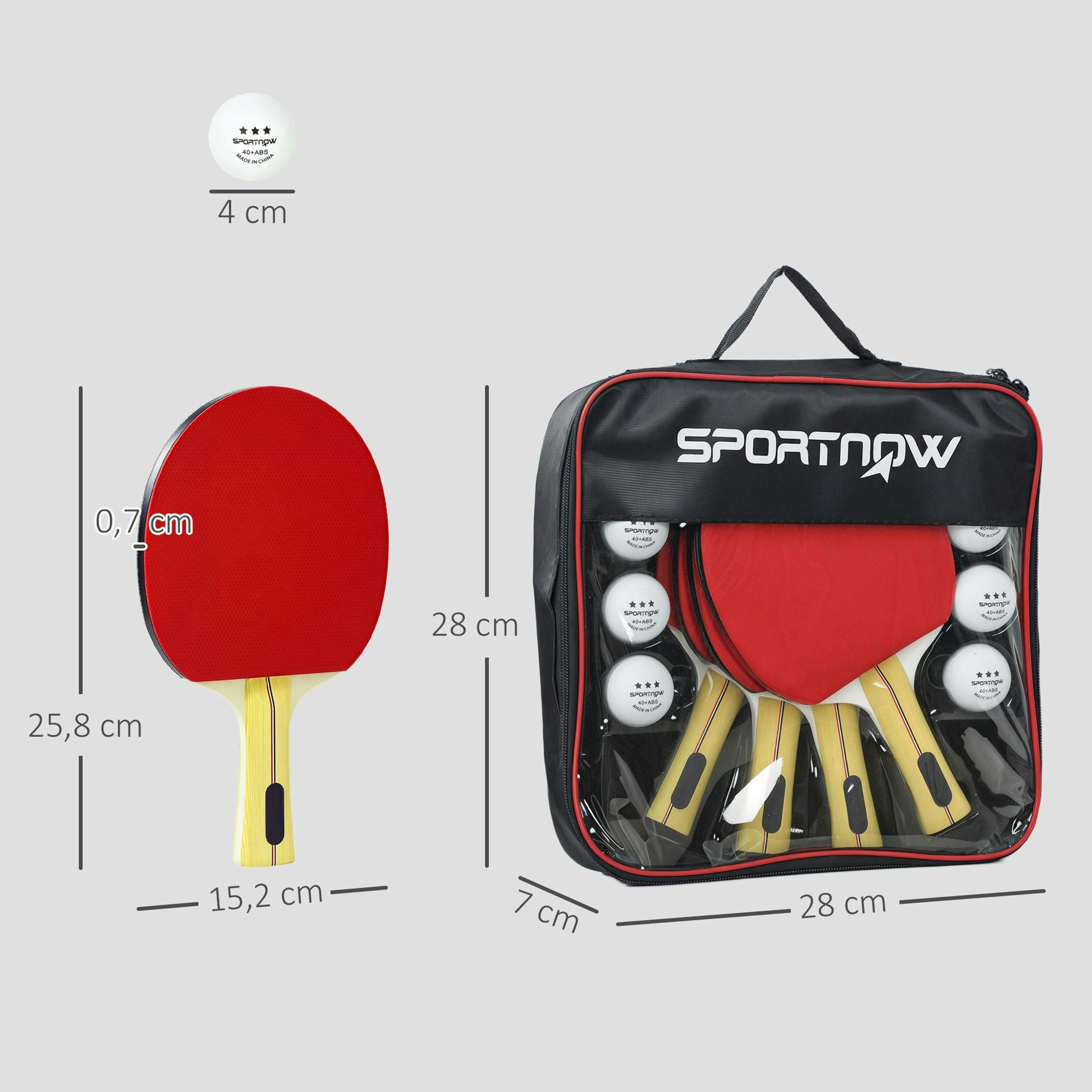 SPORTNOW Table Tennis Rackets, Portable Table Tennis Set w/ 4 Bats, 8 Balls , view 3 of 6
