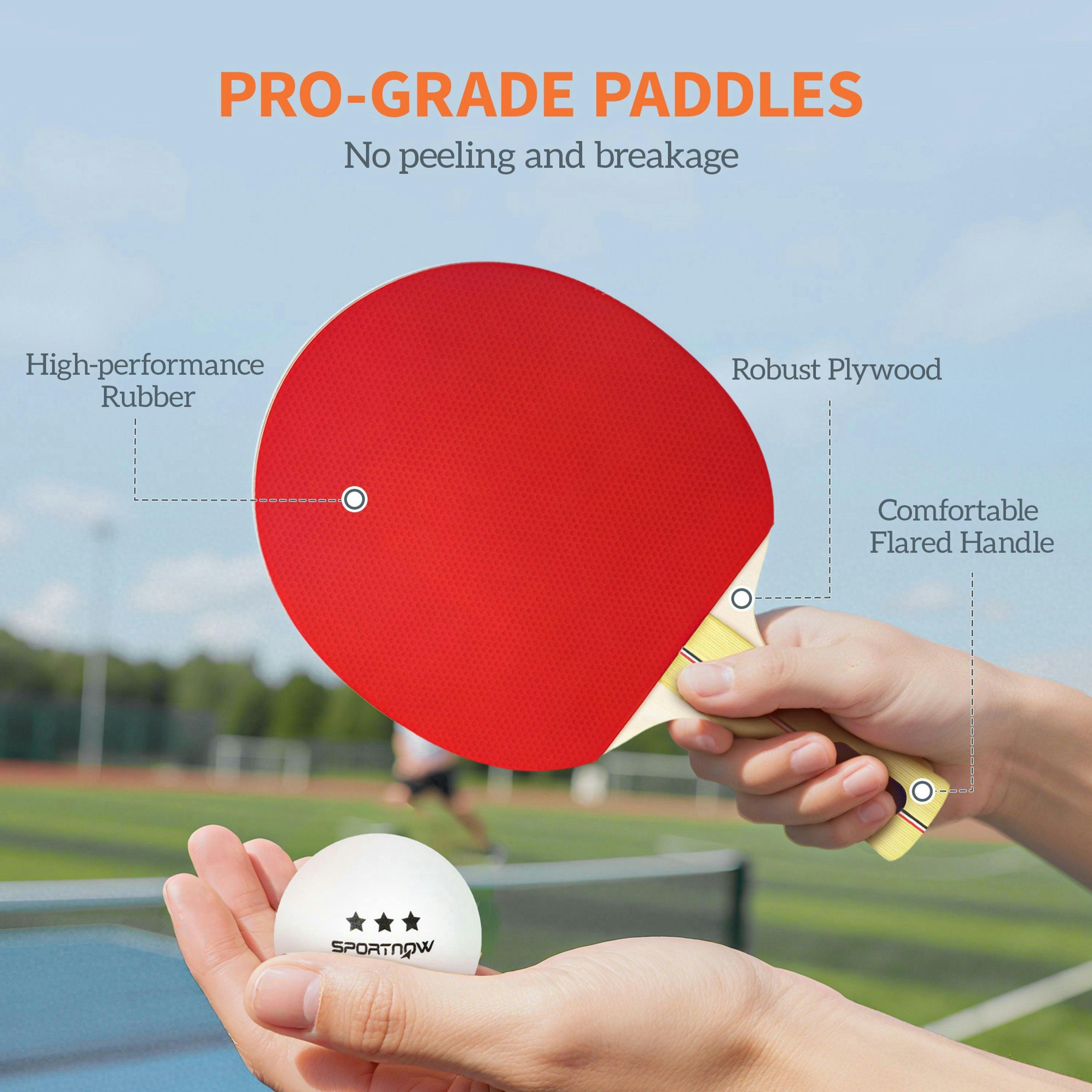 SPORTNOW Table Tennis Rackets, Portable Table Tennis Set w/ 4 Bats, 8 Balls , view 5 of 6