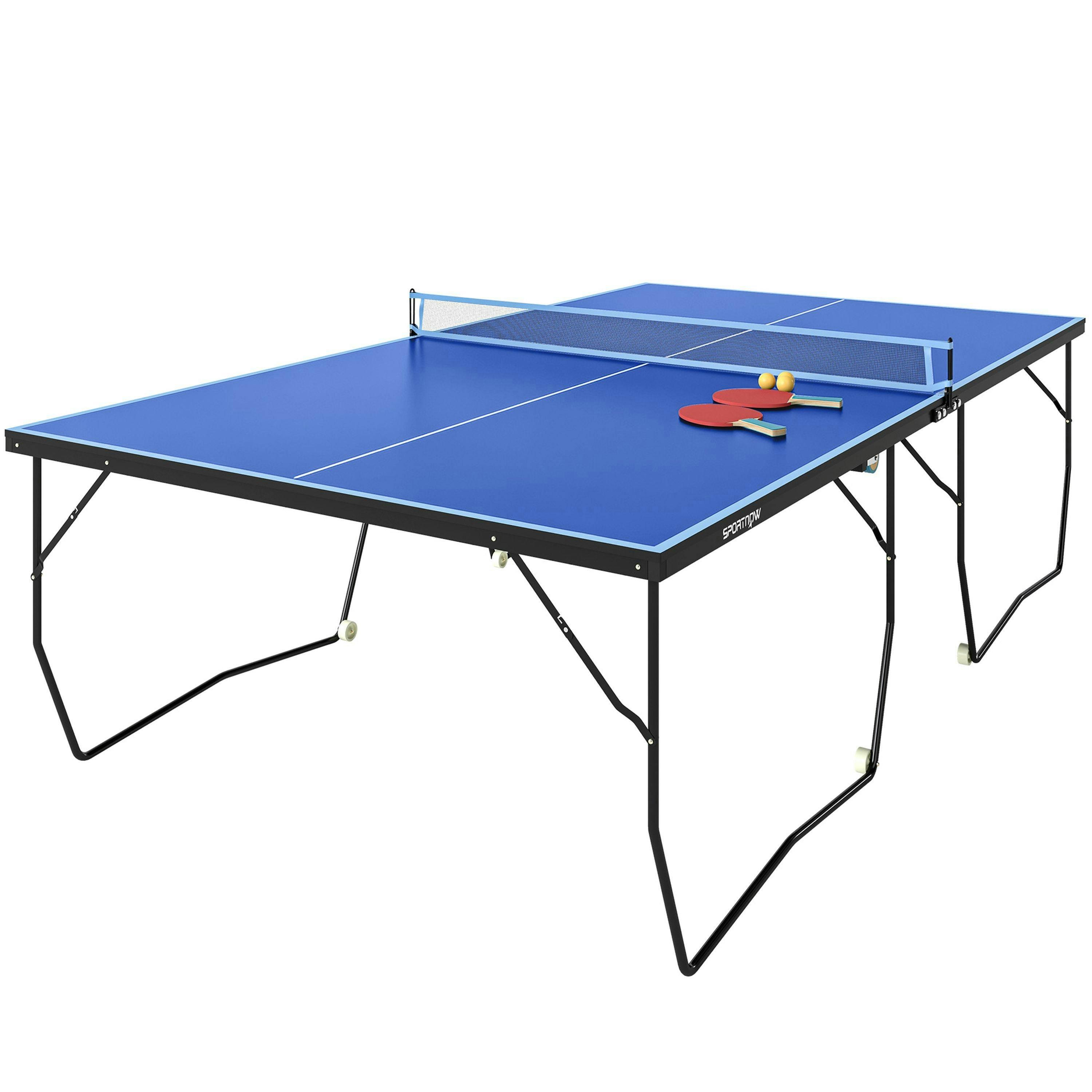 SPORTNOW 9FT Folding Table Tennis Table w/ 8 Wheels for Indoors , view 2 of 6