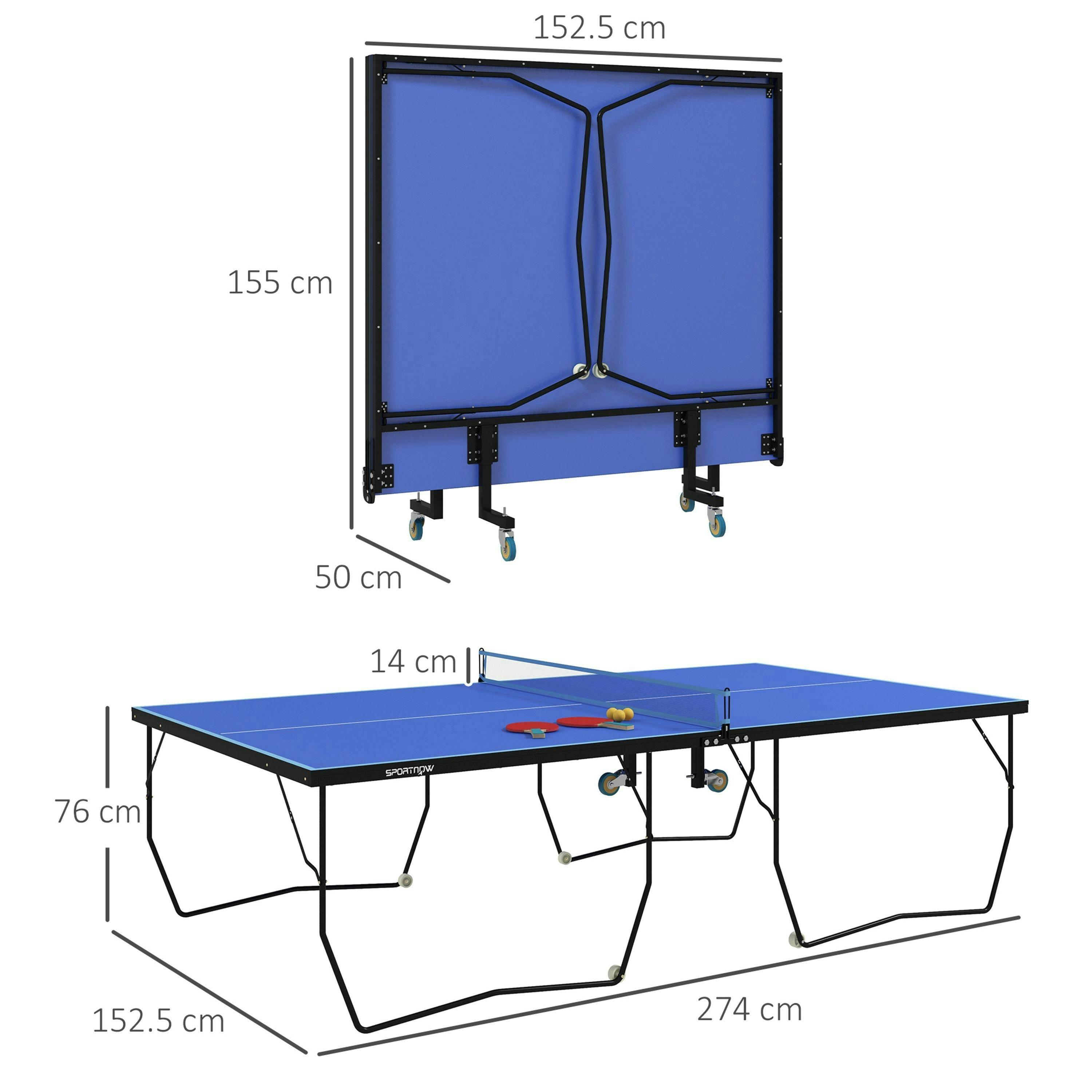 SPORTNOW 9FT Folding Table Tennis Table w/ 8 Wheels for Indoors , view 3 of 6
