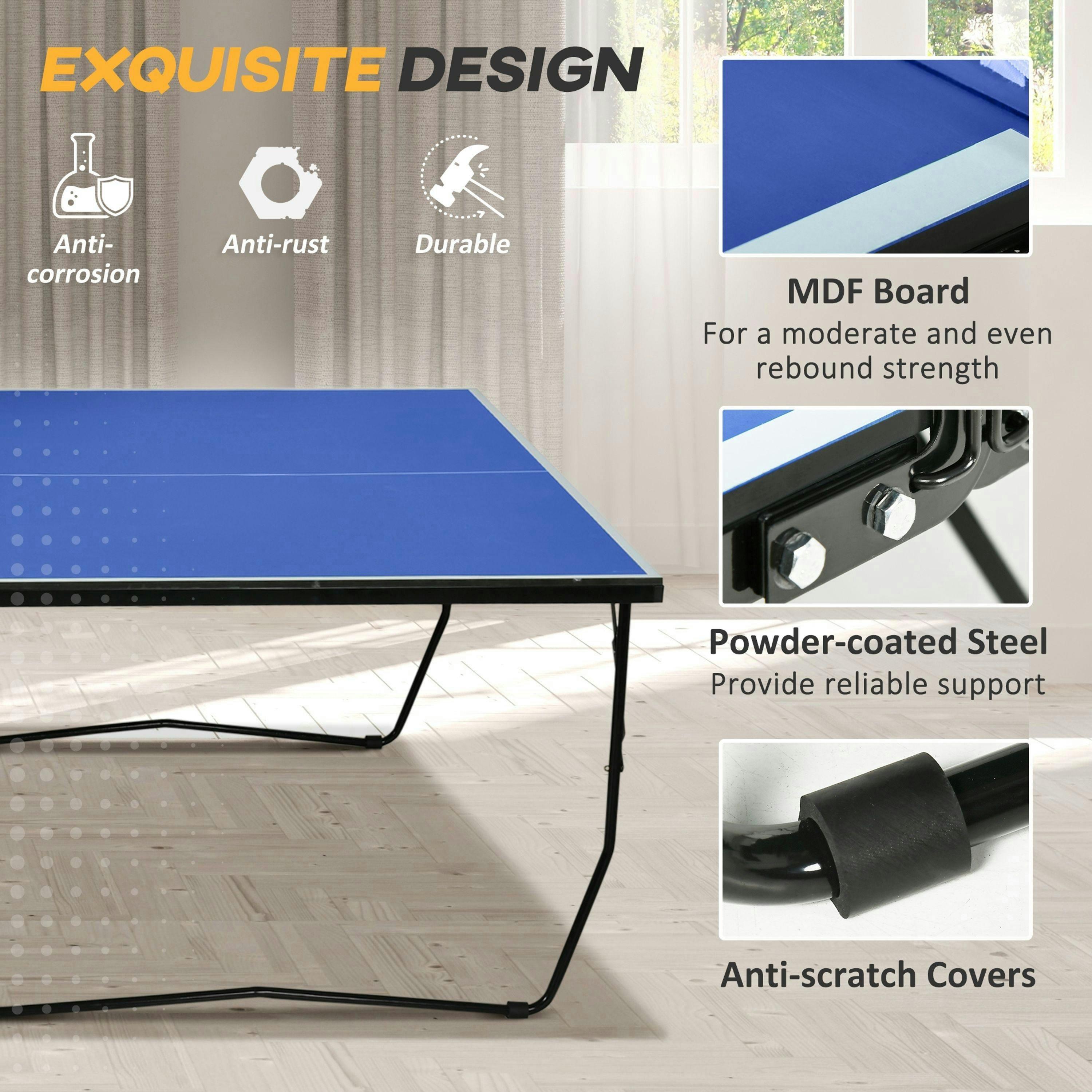 SPORTNOW 9FT Folding Table Tennis Table w/ 8 Wheels for Indoors , view 6 of 6