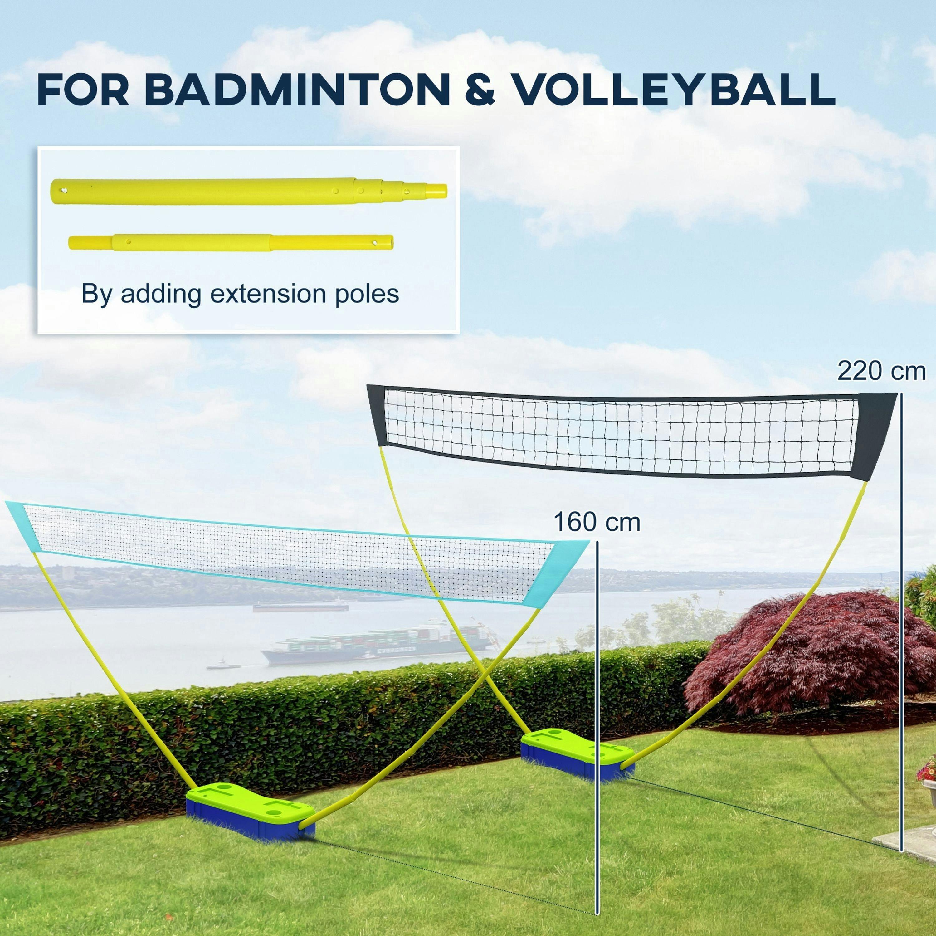 SPORTNOW Portable Badminton Net Set w/ Volleyball Net, Rackets, Shuttlecocks , view 4 of 6