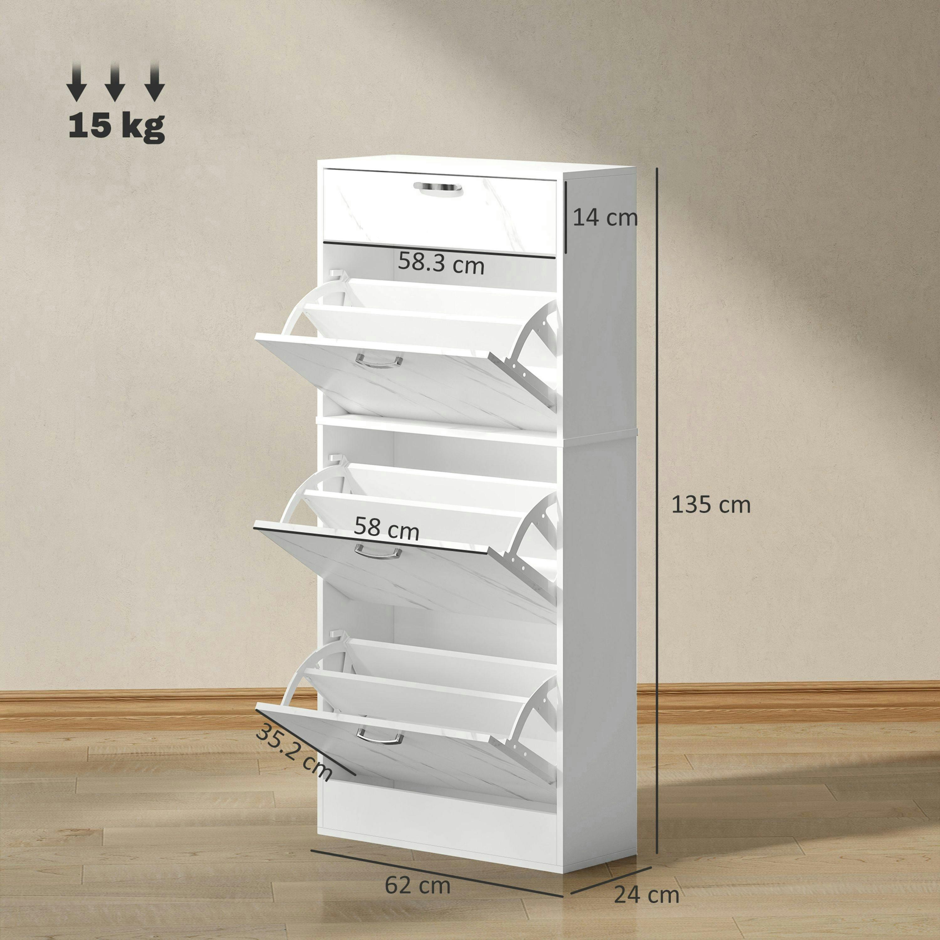 HOMCOM Shoe Cabinet w/ 4 Drawers Shoe Storage Organiser for 18 Pairs Black , view 3 of 5